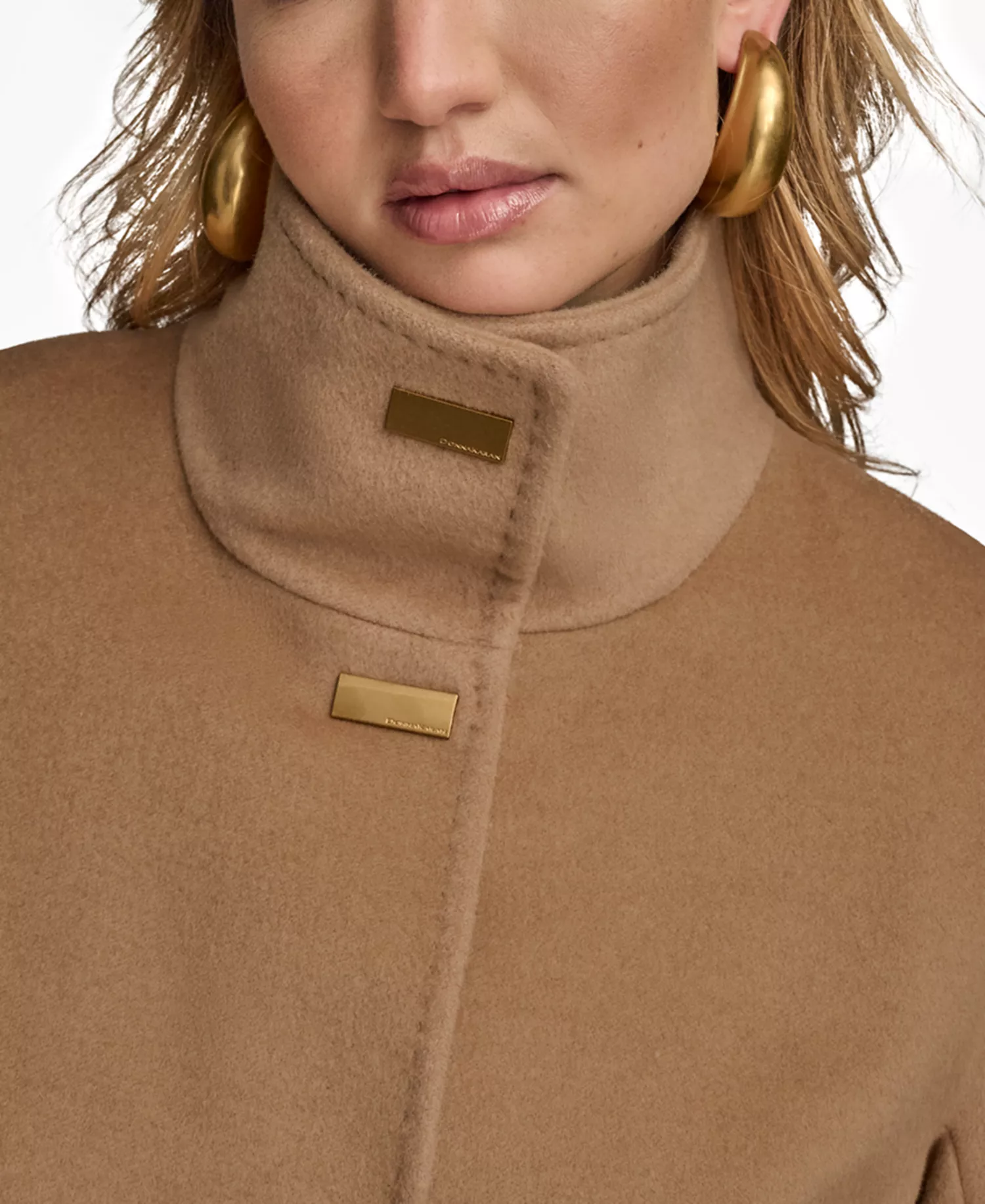 Women's Stand-Collar Single-Breasted Coat - Camel - L