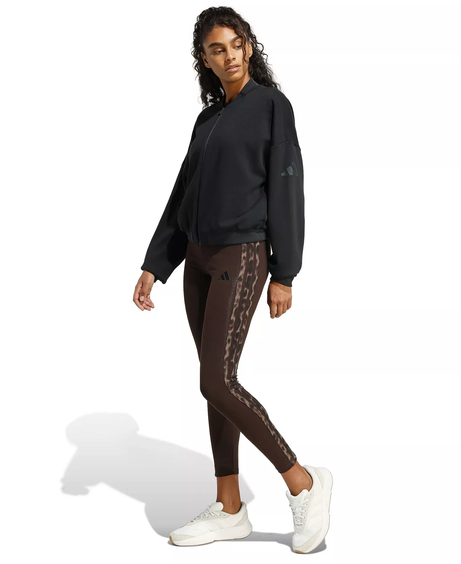 Women's Seasonal Essentials Leopard Print Full Length Tights - Brown - 2XL