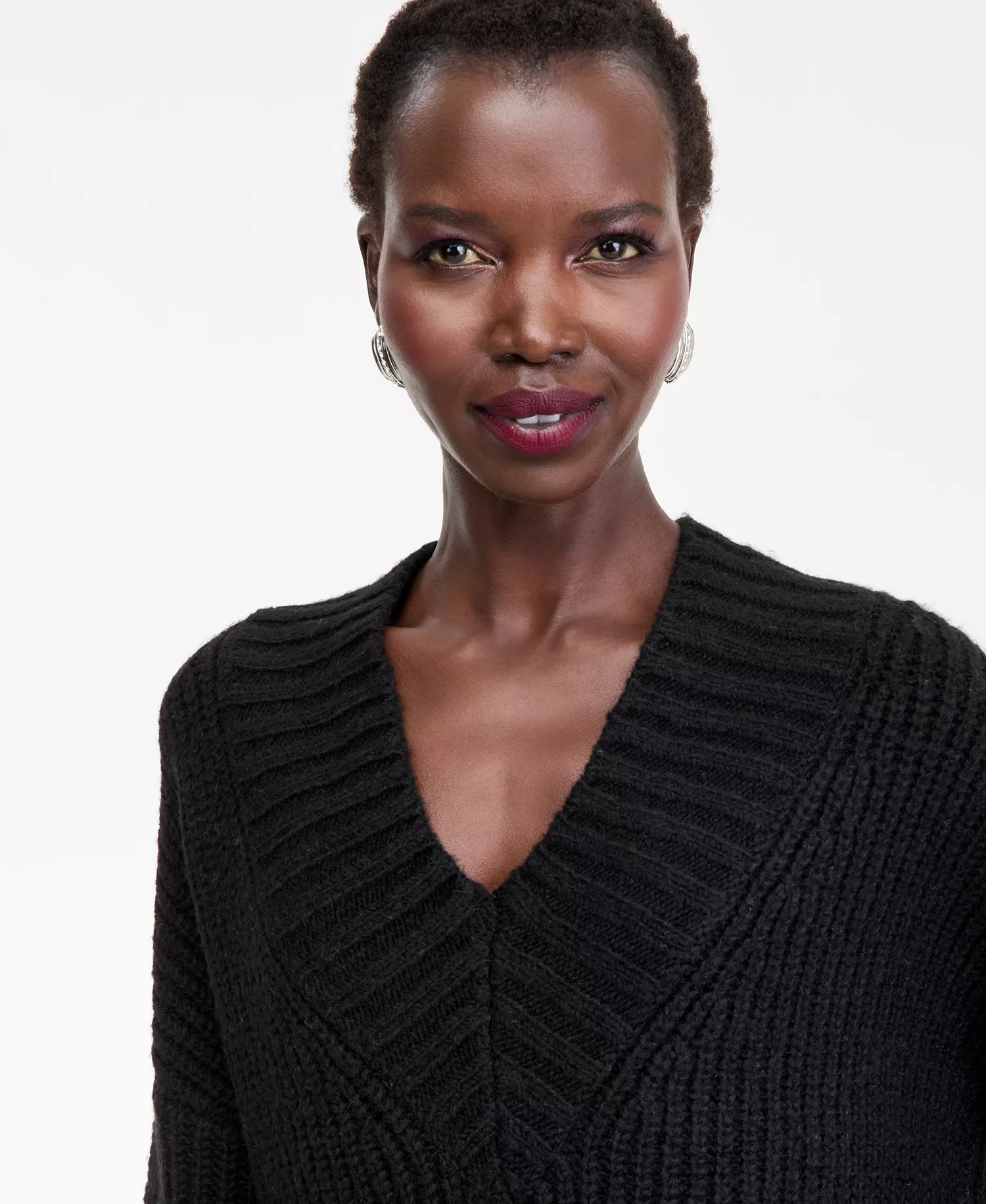Women's Oversized Ribbed Sweater, Macy's Exclusive - Deep Black - S