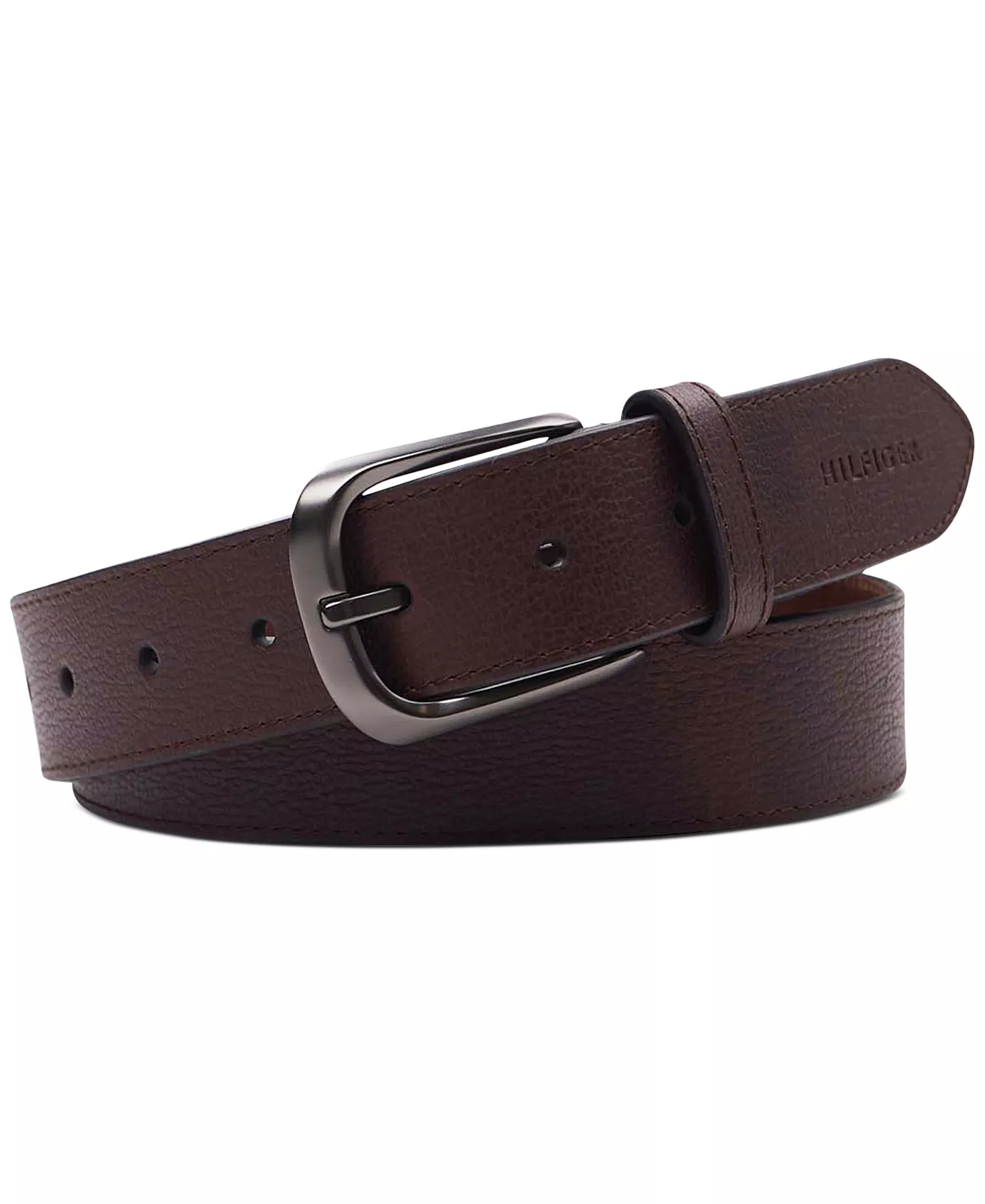 Men's Enamel Logo Ornament Casual Leather Belt - Brown - L (38-40)