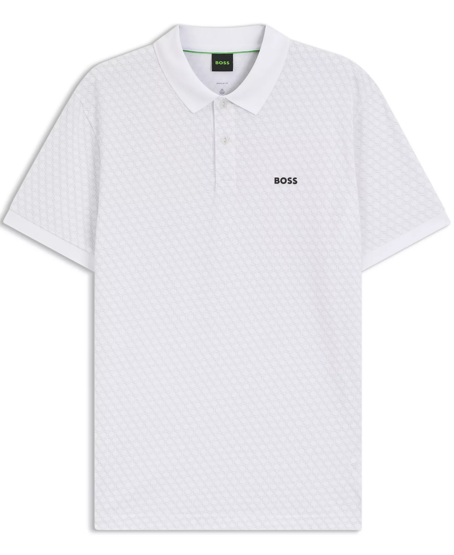 Men's Printed Pattern Cotton-Pique Polo Shirt - White - L