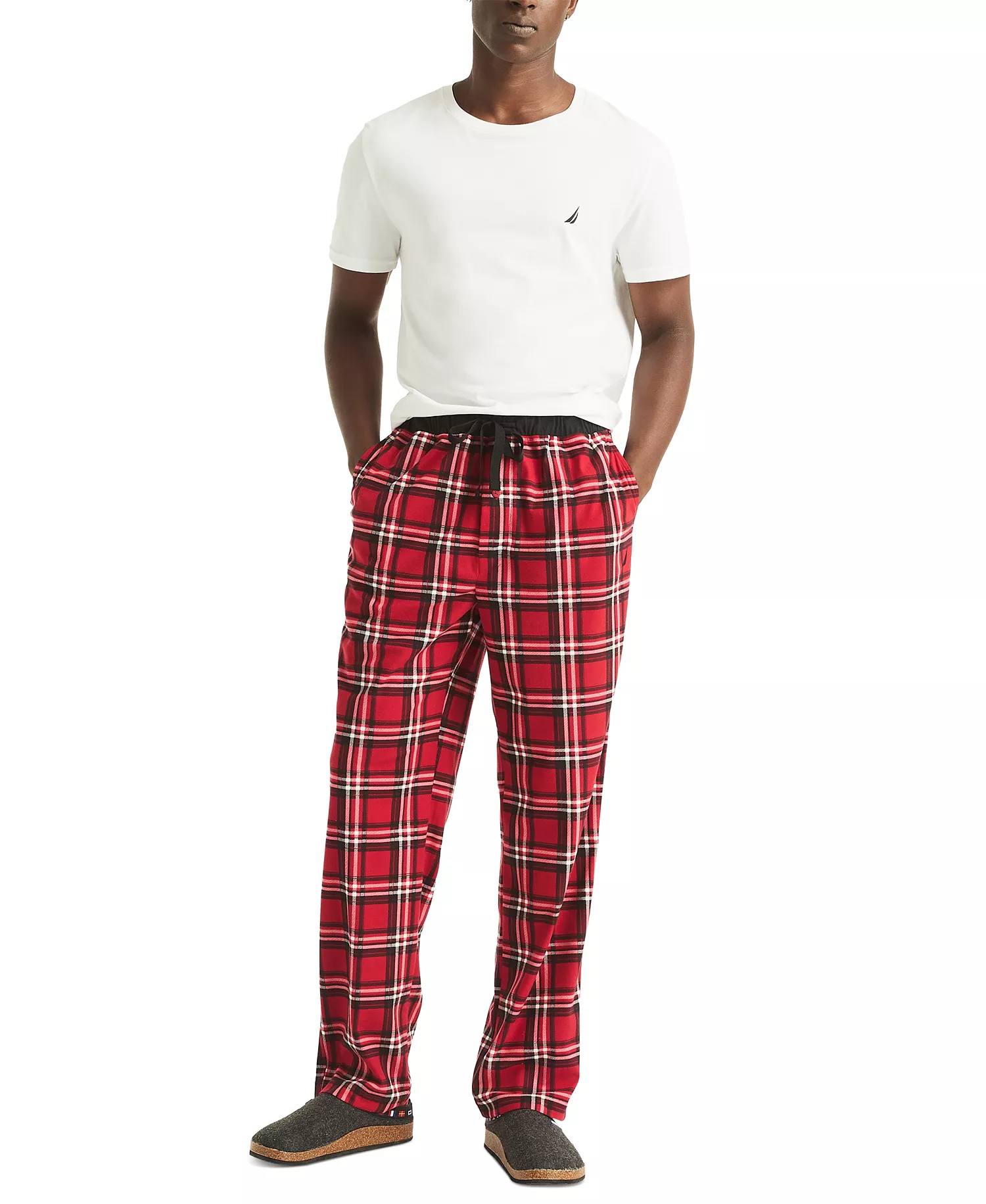 Men's Classic-Fit Plaid Fleece Pajama Pants - Sail White - L