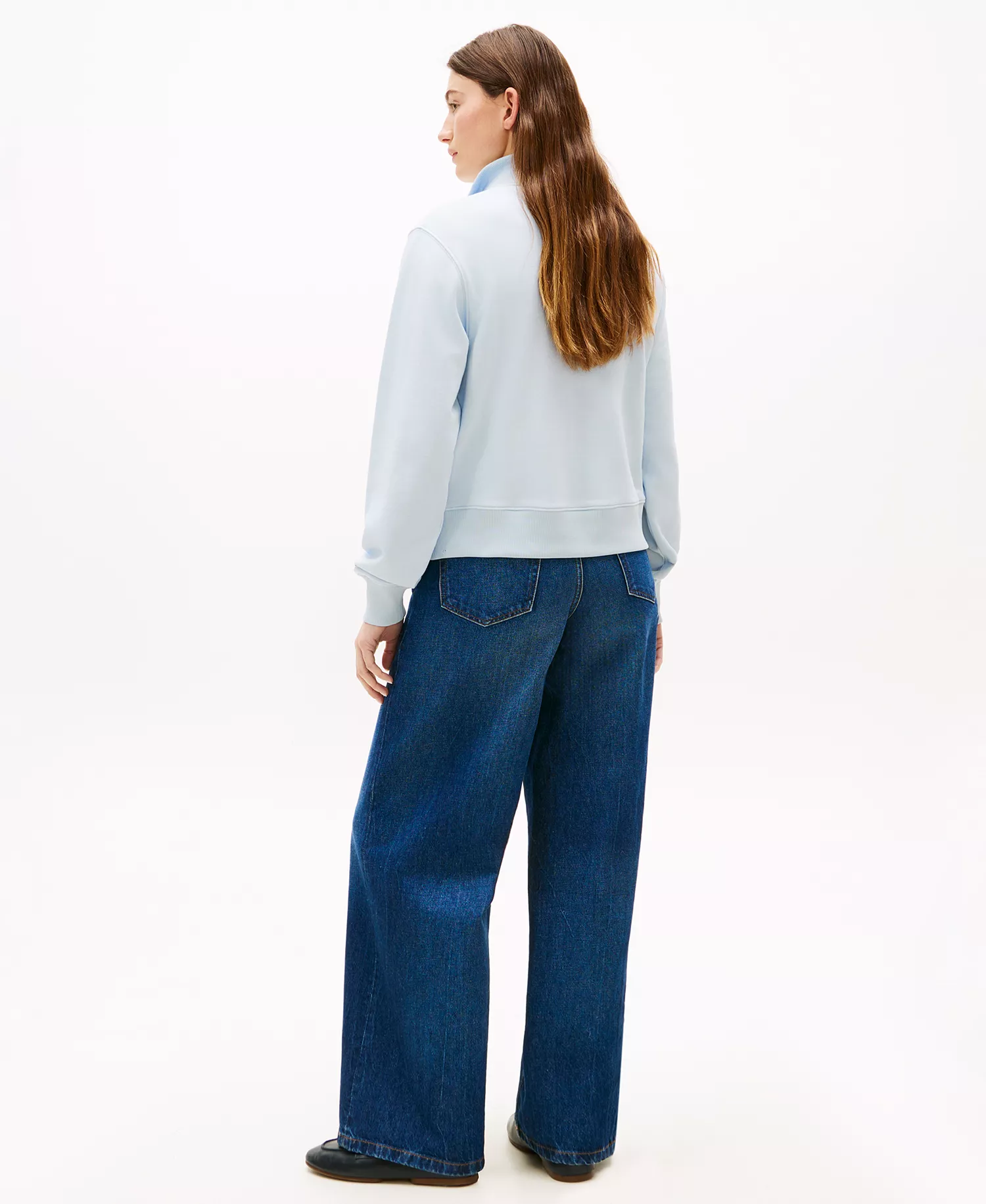 Women's Half-Zip Sweatshirt - Breezy Blue - L