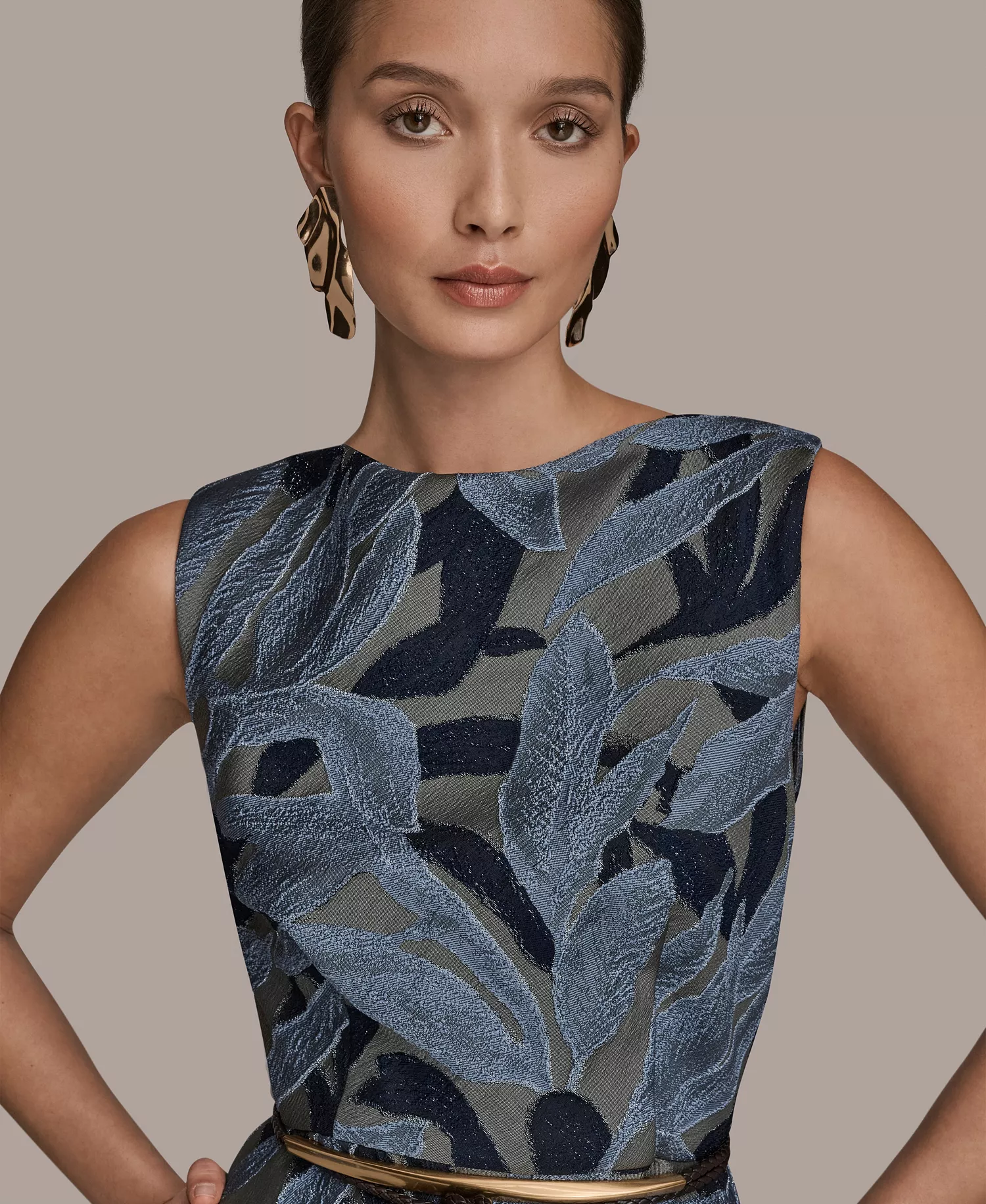 Women's Crewneck Sleeveless Dress - Blue gray - 10