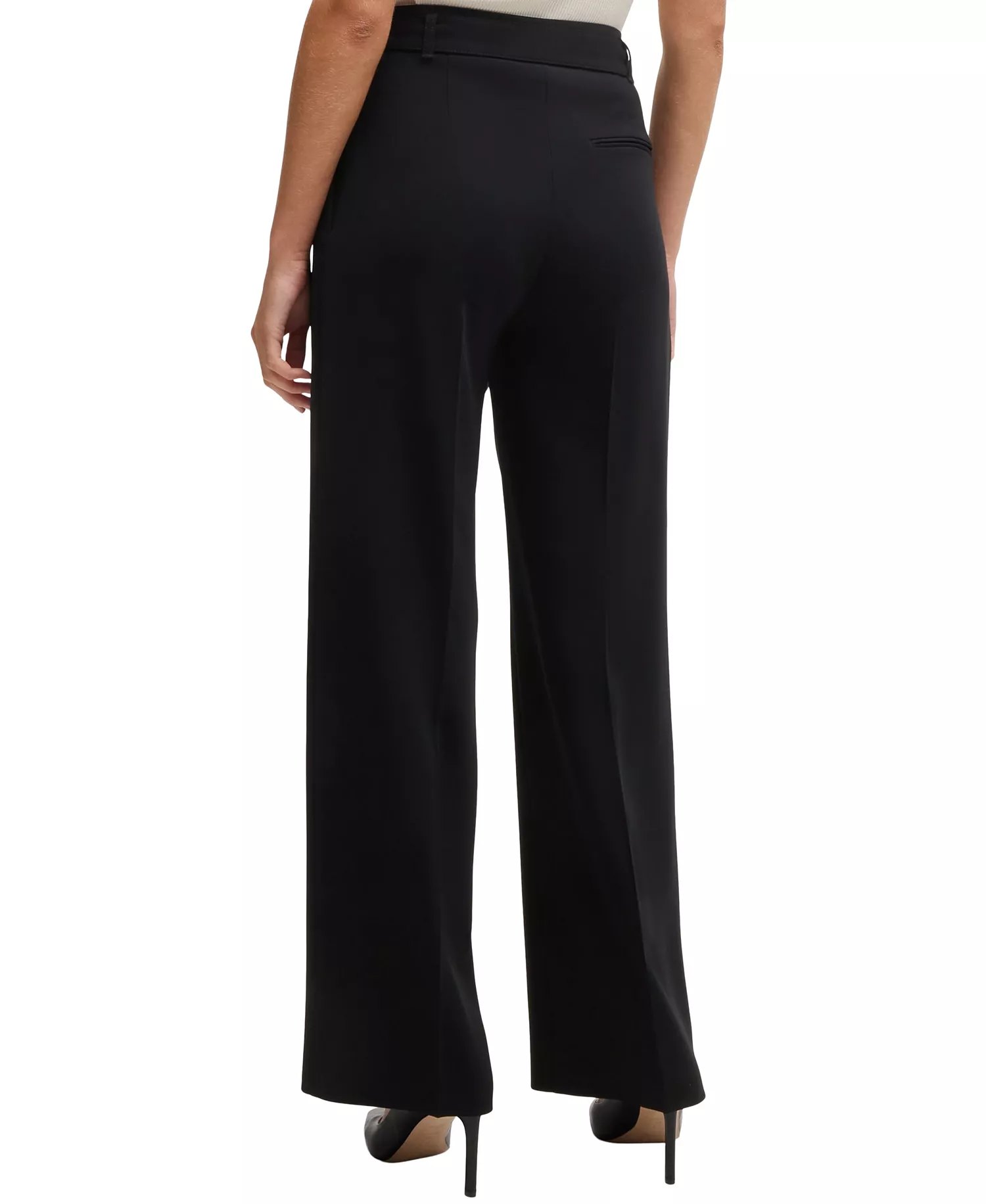 Women's Japanese Crepe Relaxed-Fit Trousers - Black - 6