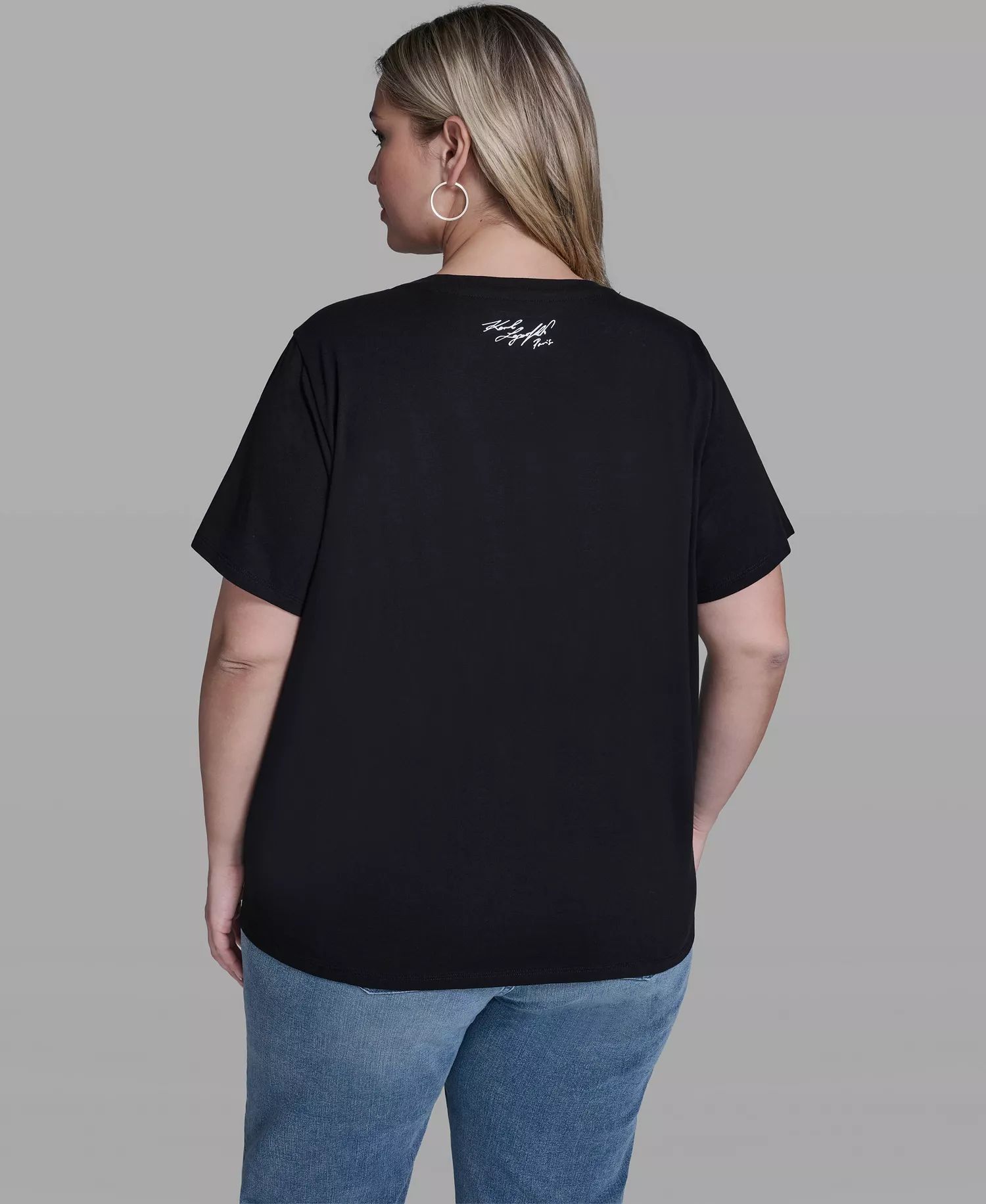 Plus Size Short-Sleeve Crew Neck Top - Black - 0X