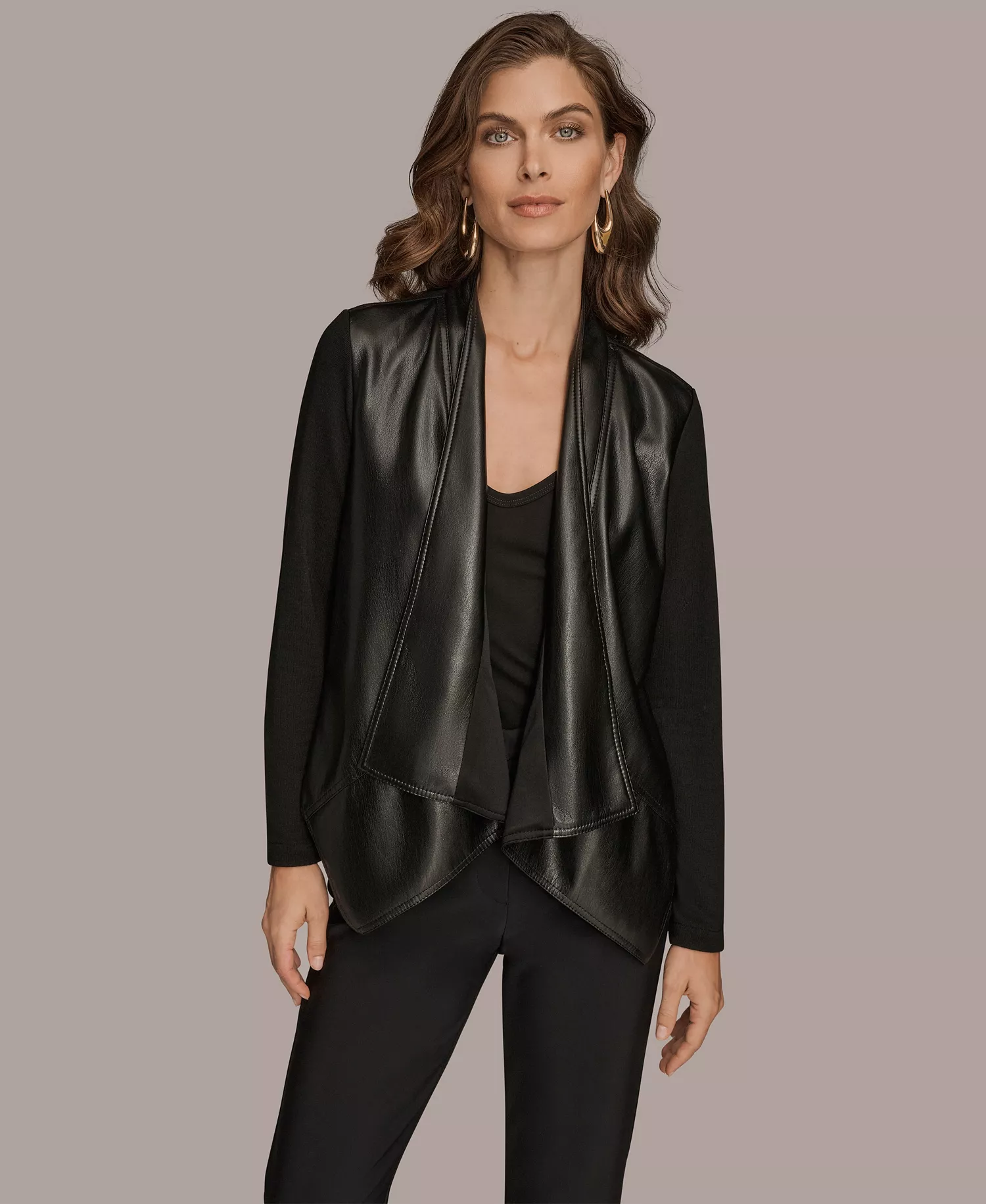 Women's Button Placket Flyaway Jacket - Black - S
