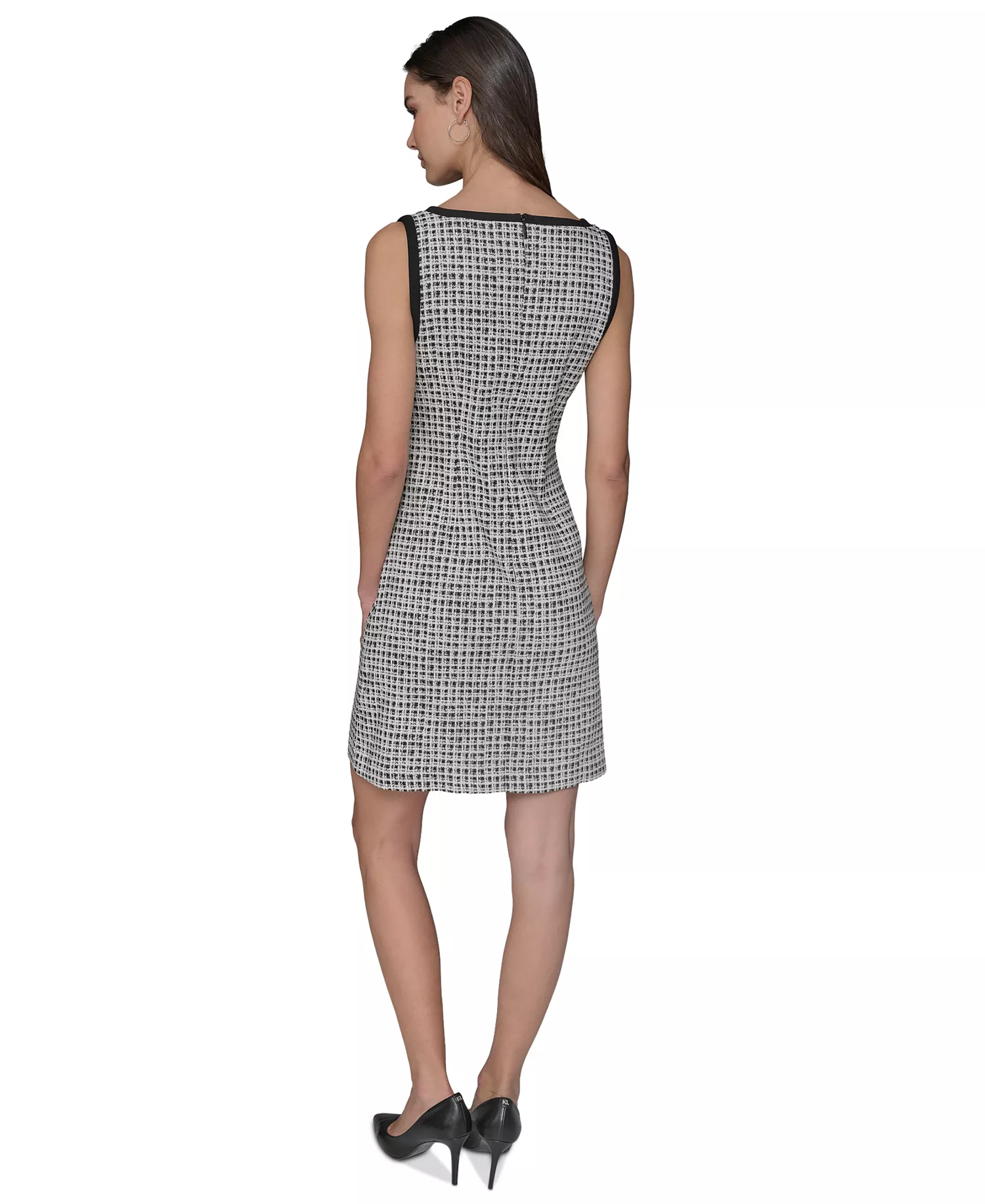 Women's Millenium Jacquard Contrast-Frame Dress - Charcoal - 10