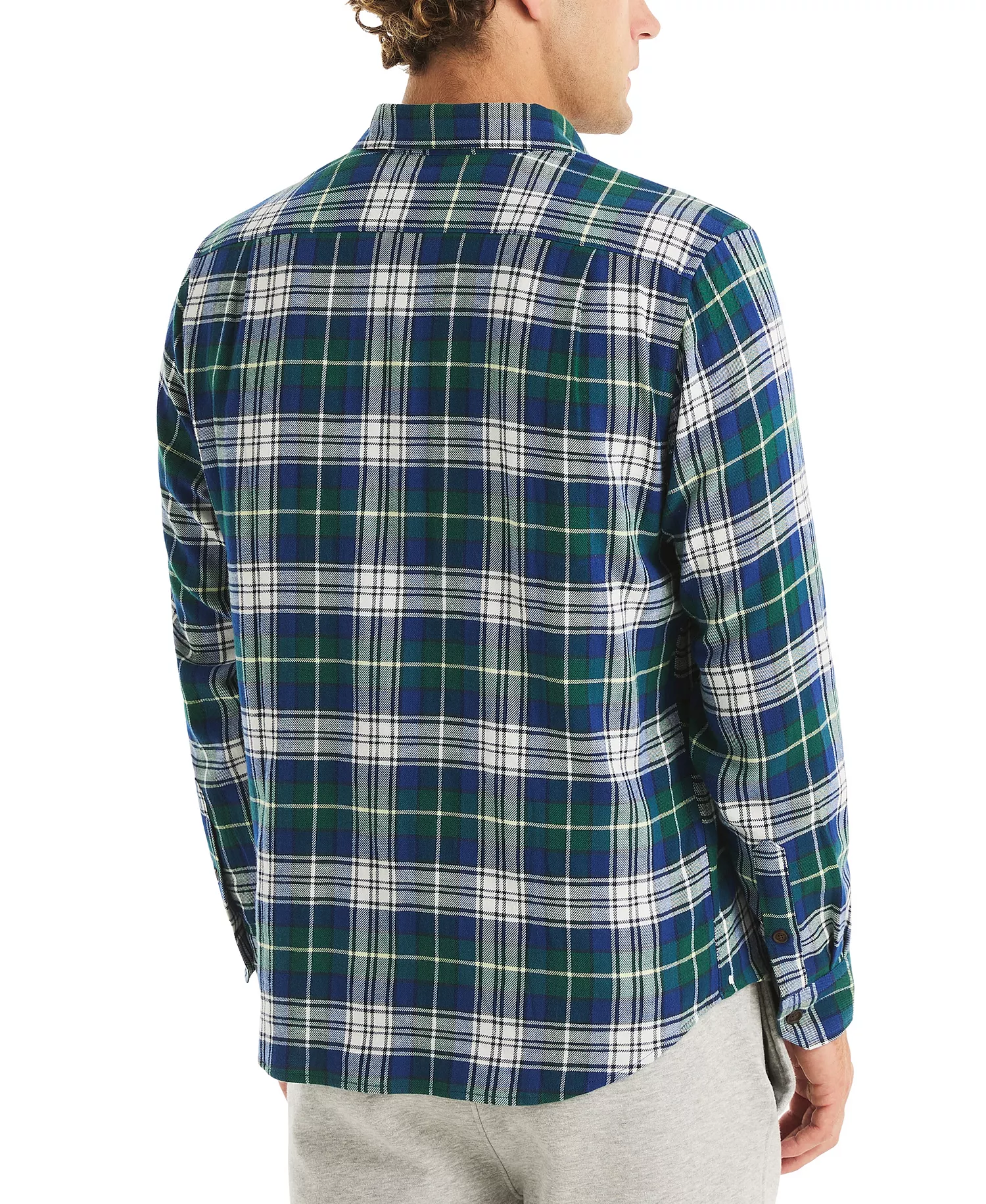 Men's Straight Collar Plaid Shirt - Navy Seas - 2XL