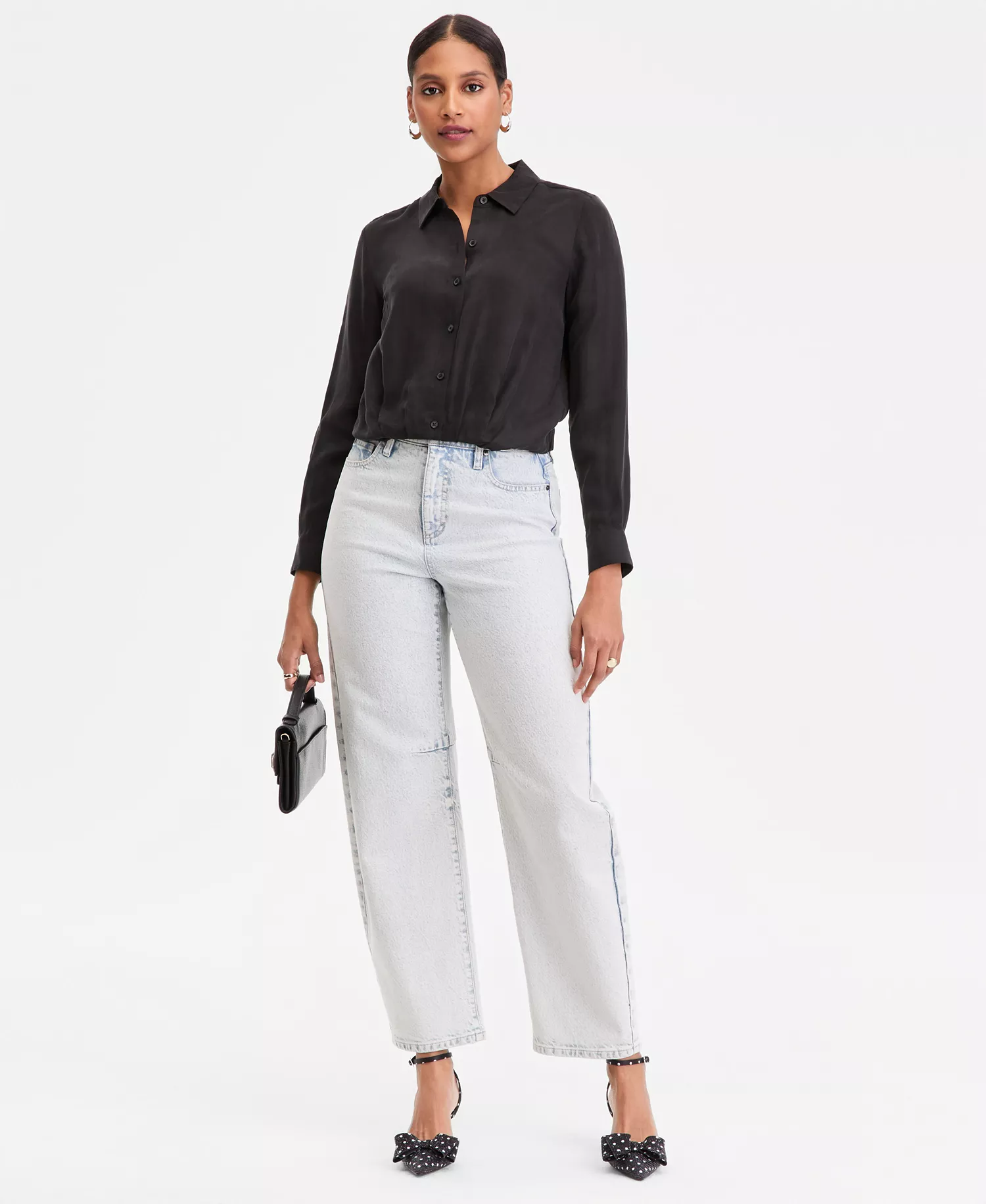 Women's Gathered-Hem Shirt, Macy's Exclusive - Deep Black - L