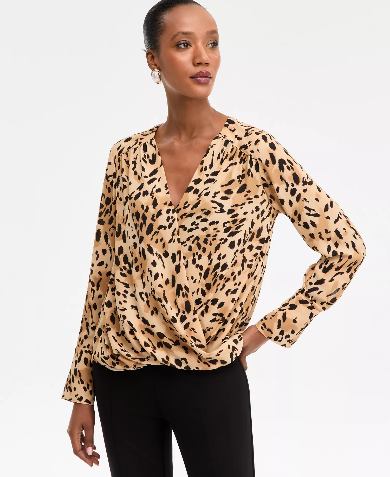 Women's Printed Surplice-Neck Blouse, Macy's Exclusive  - Caliste Animal - L