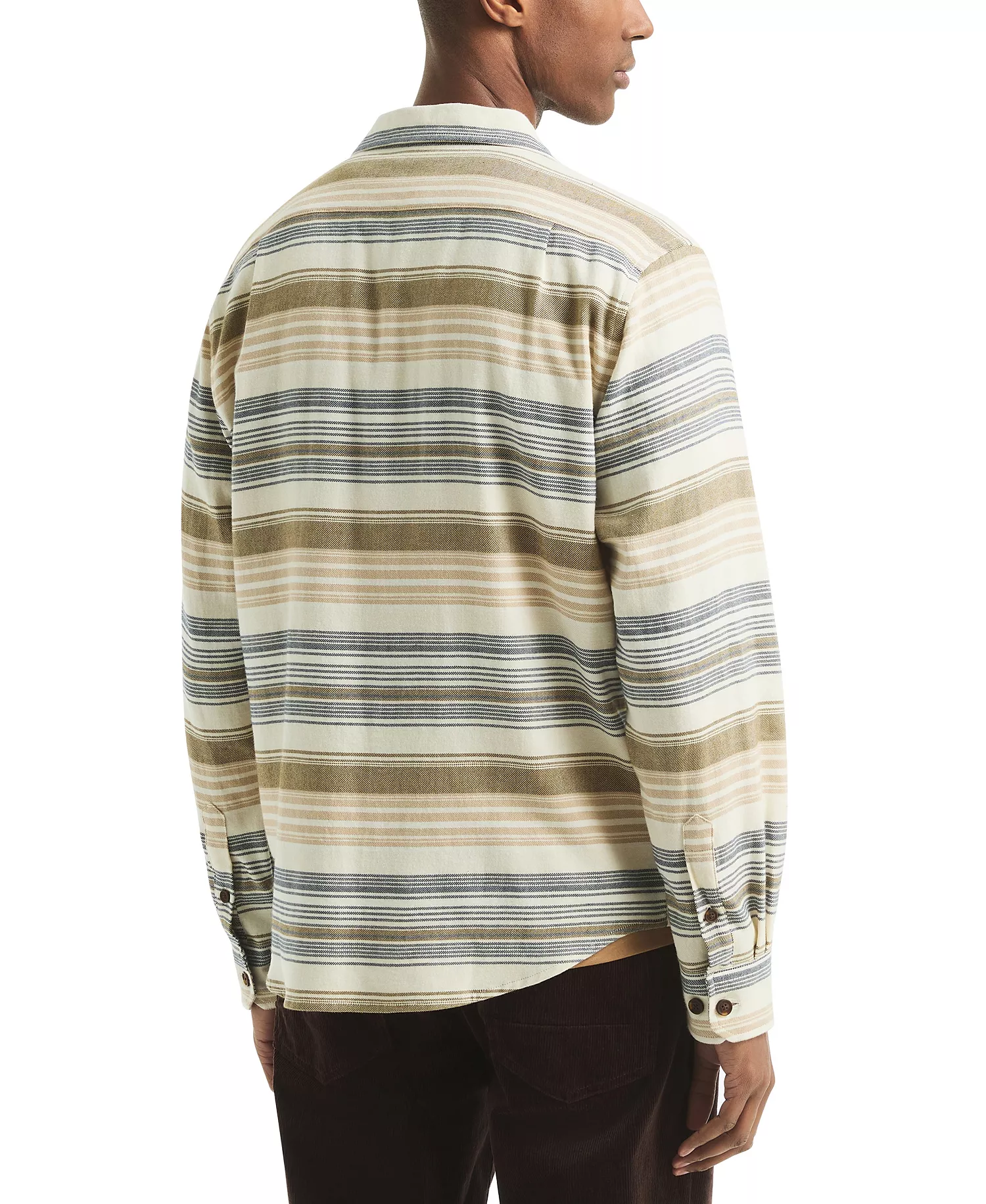 Men's Striped Long Sleeve Shirt - Natural - 2XL