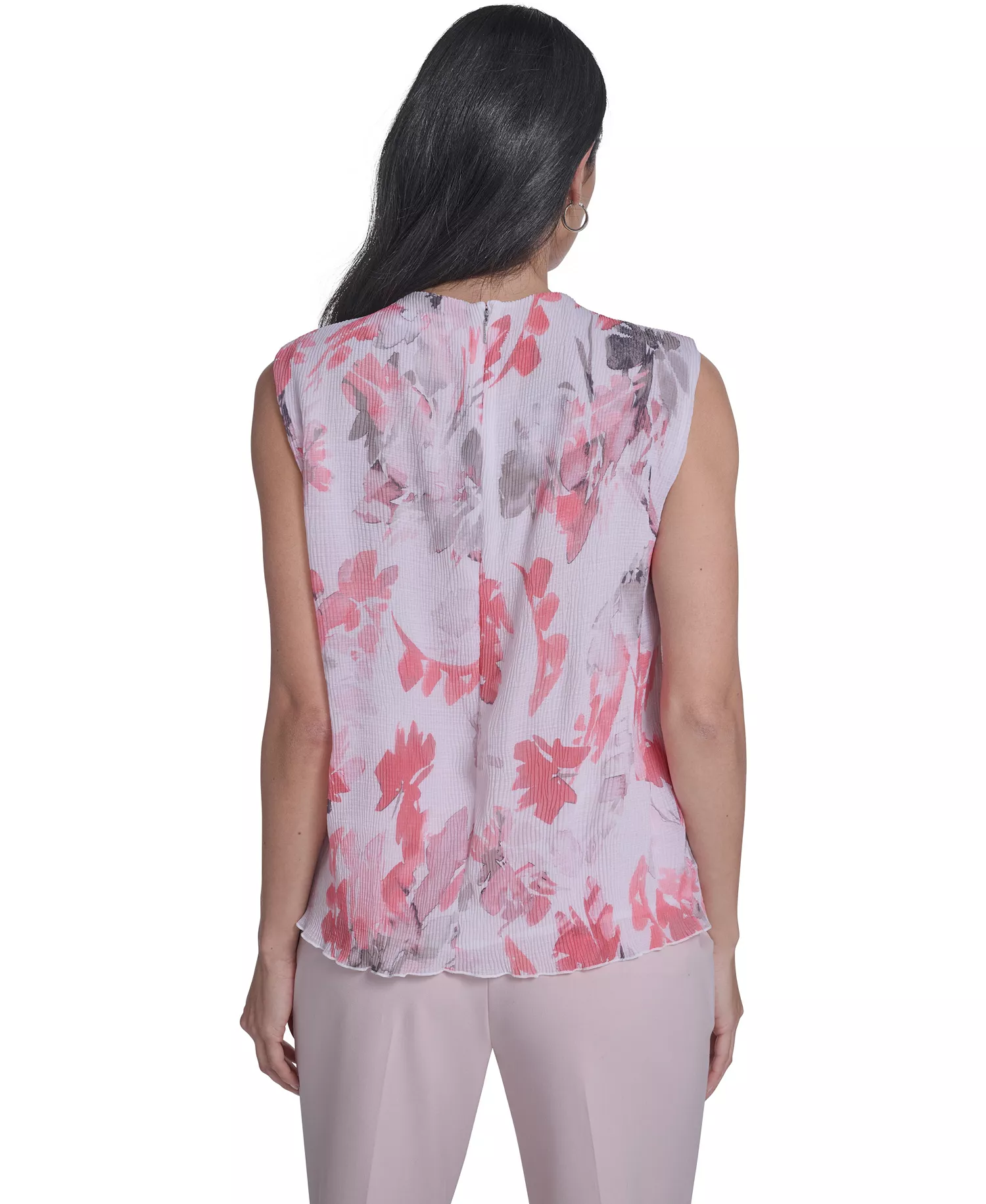 Women's Sleeveless Textured Top - Petal/latte Multi - L
