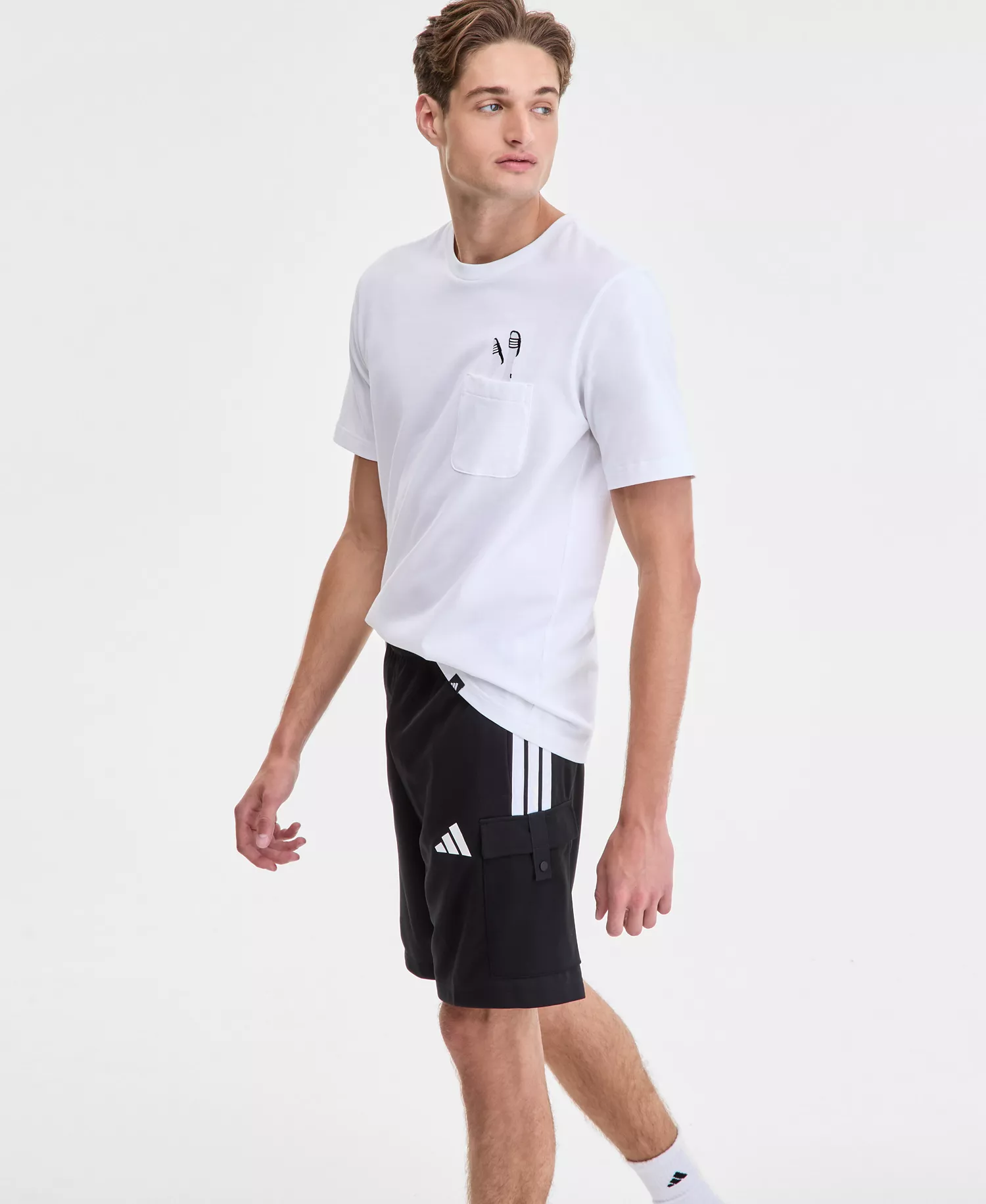 Men's Three-Stripes Tiro 9" Cargo Shorts - Black/wht - 2XL