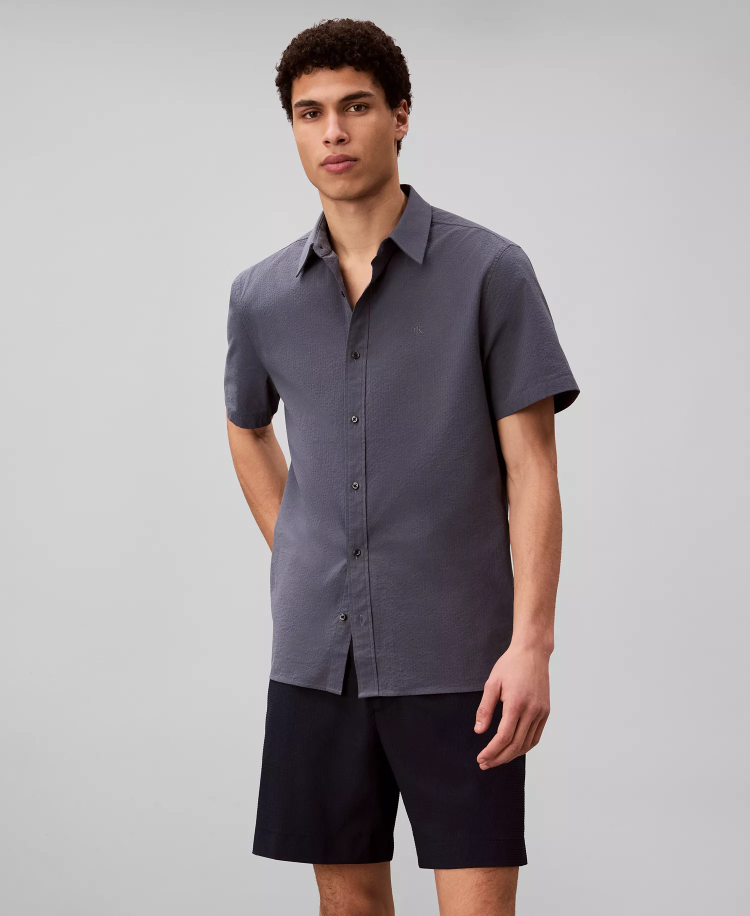 Men's Straight Seersucker Elastic 7" Shorts - Dark Sapphire - 30