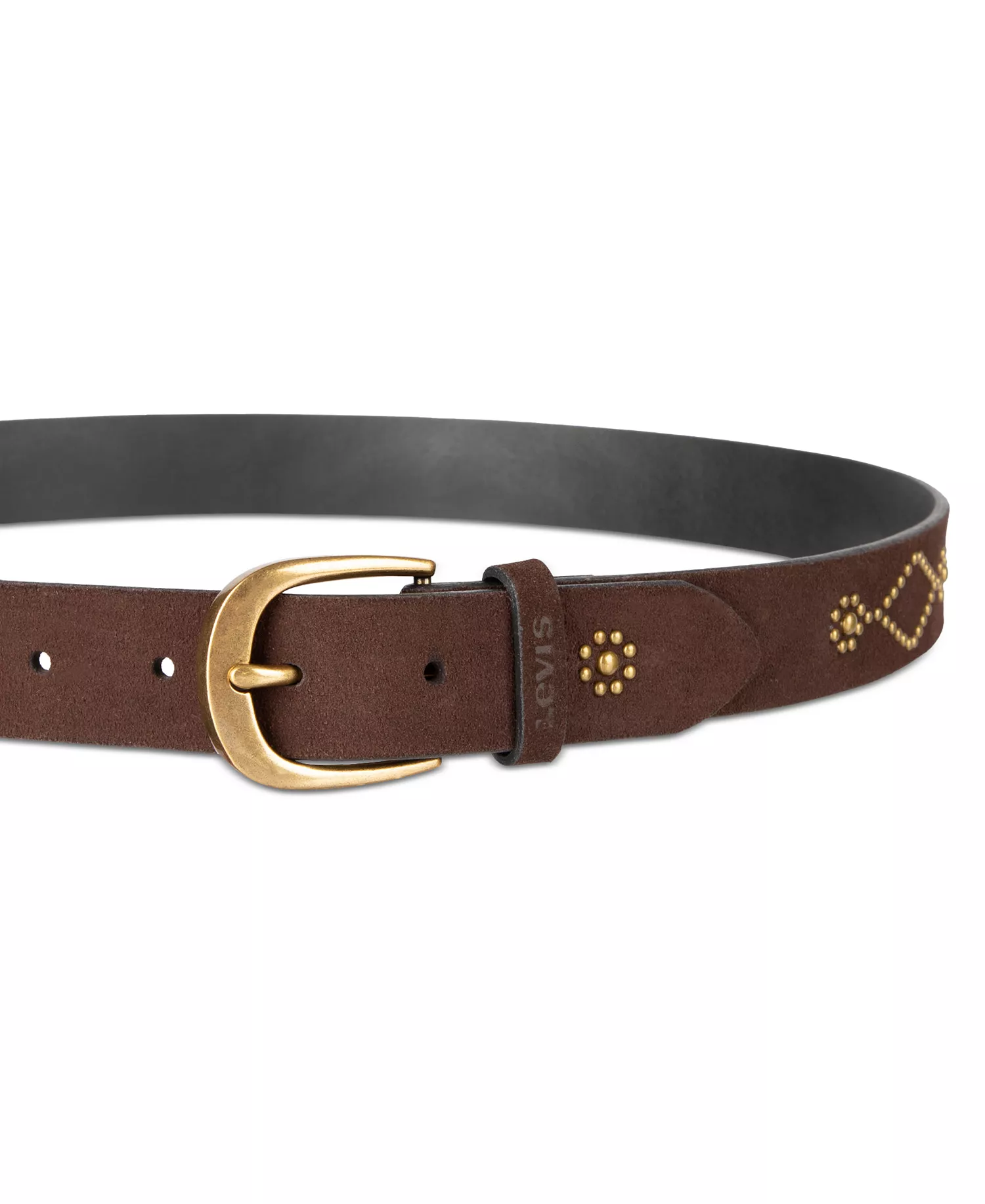 Western Studded Suede Casual Belt - Dark Brown - S