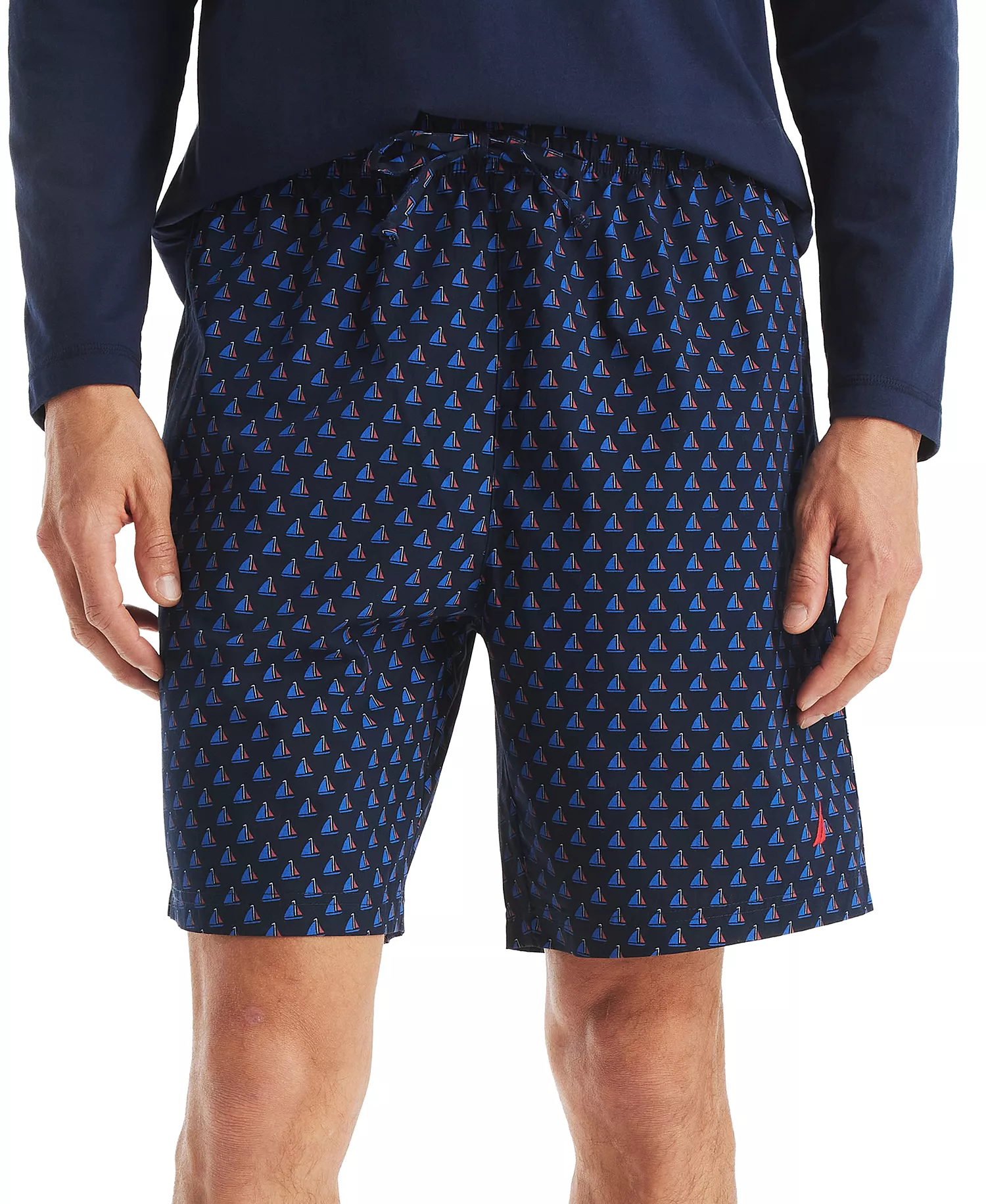 Men's Sailboat Print Poplin 8" Sleep Shorts - Maritime Navy - L