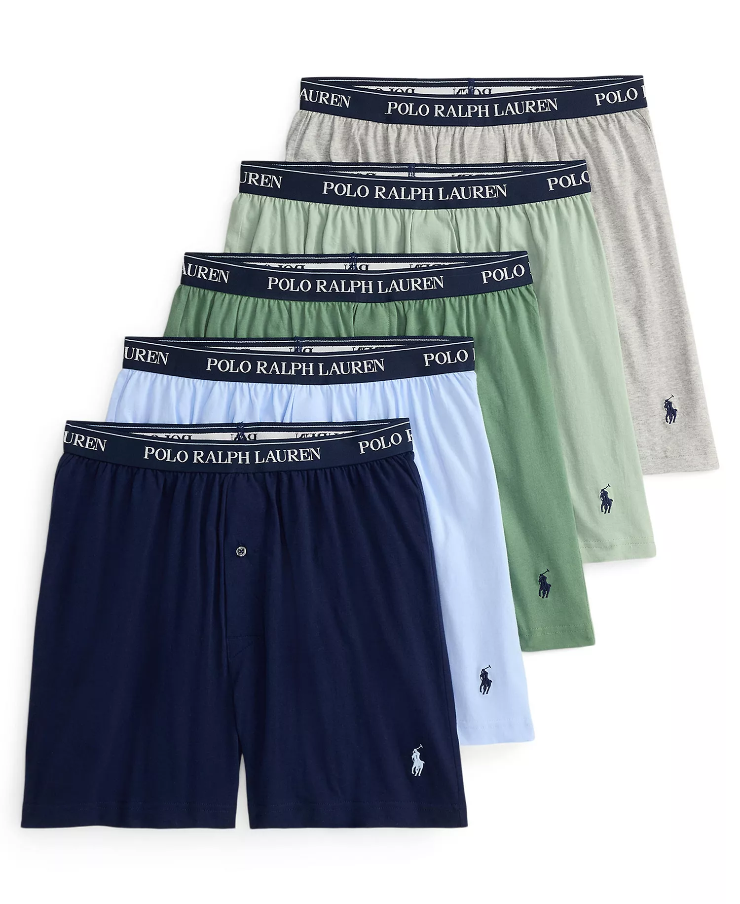 Men's Classic Cotton Knit Boxer Briefs, 5-Pack Set - Cruise Navy/Office Blue/Fatigue/Light Green/Andover Heather - L