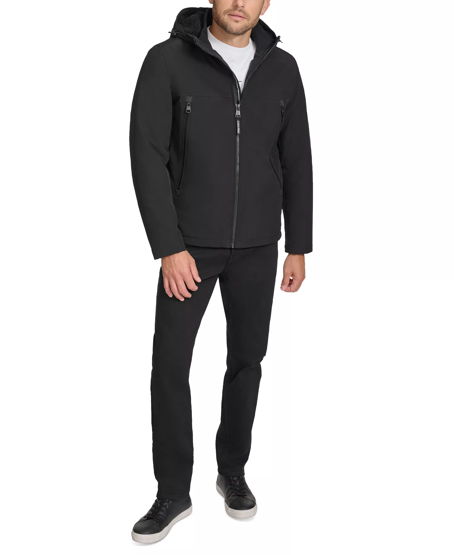 Men's Sherpa Lined Infinite Stretch Soft Shell Jacket  - Black - 2XL