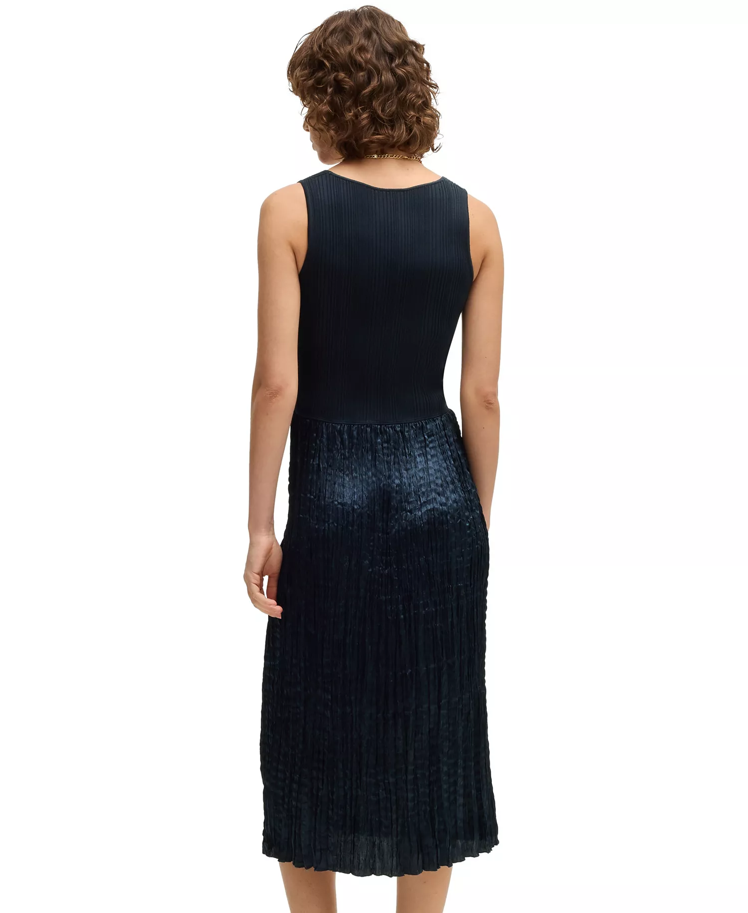 Women's Knitted Dress - Dark Blue - L