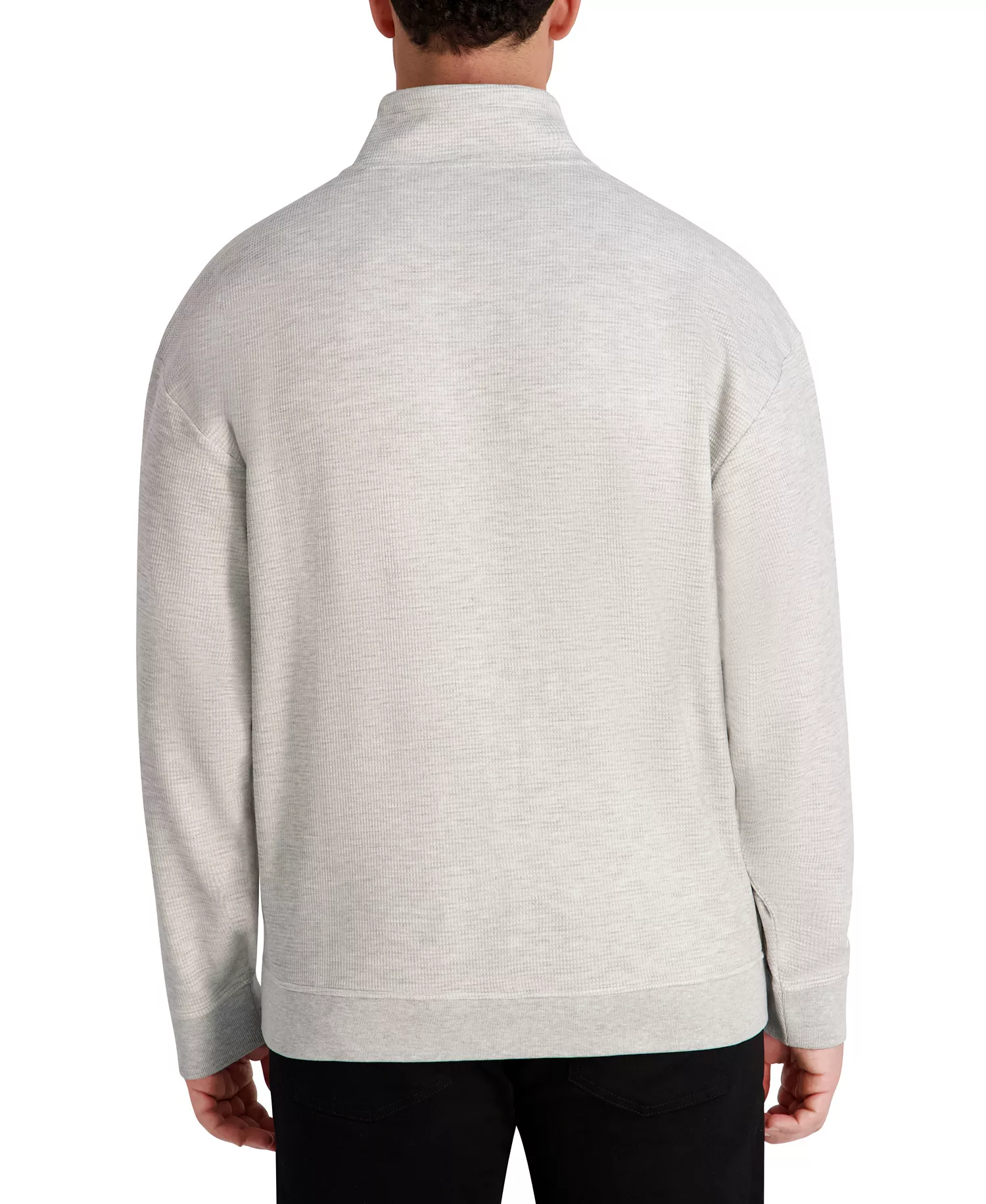 Men's Mock-Neck Waffle Textured Fleece Jacket - Gray - 2XL