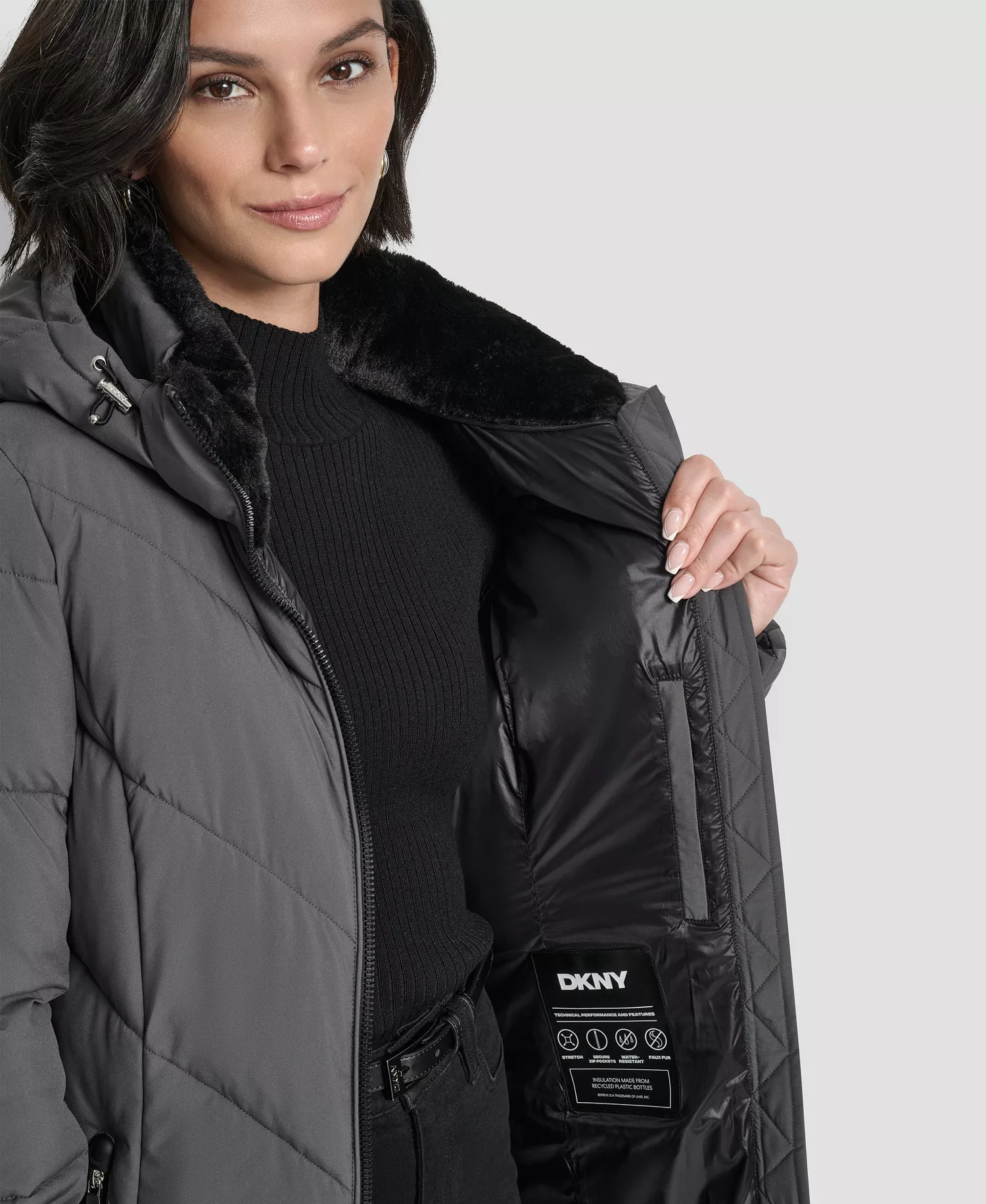 Women's Hooded Zip Front A-Line Maxi Puffer Coat - Titan - L