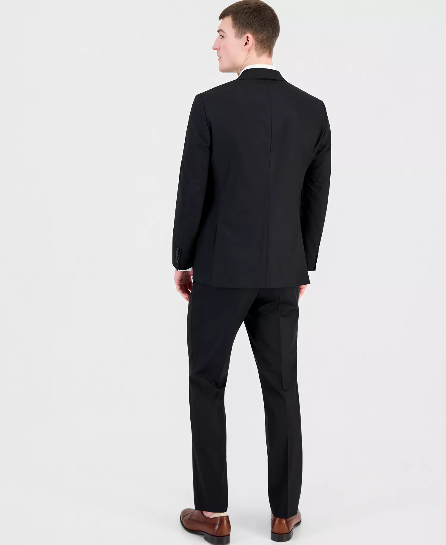 Men's Modern-Fit Wool Blend Nested Suit - Black - 36R