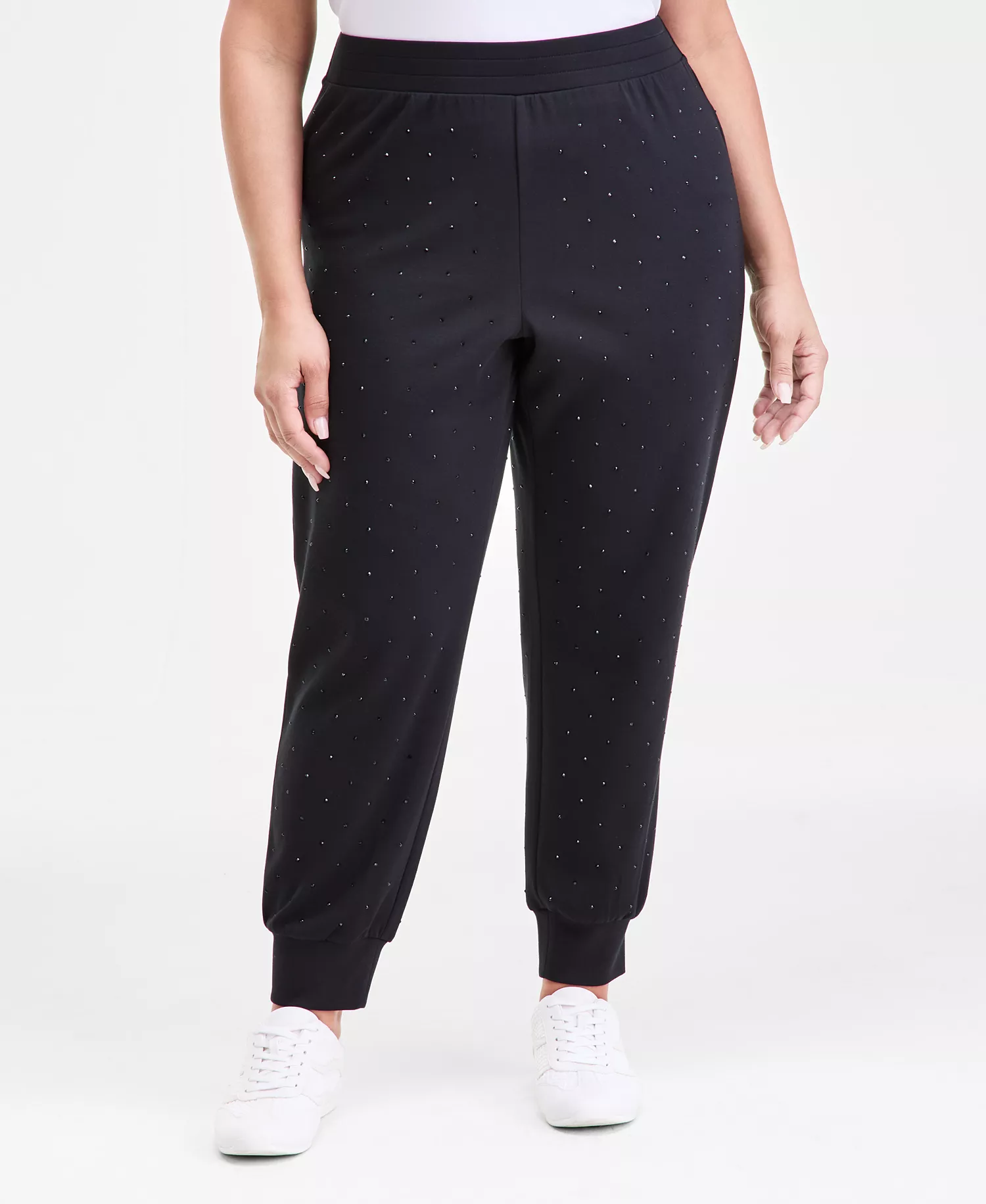 Plus Size Studded Jogger Sweatpants, Macy's Exclusive  - Deep Black - 1X