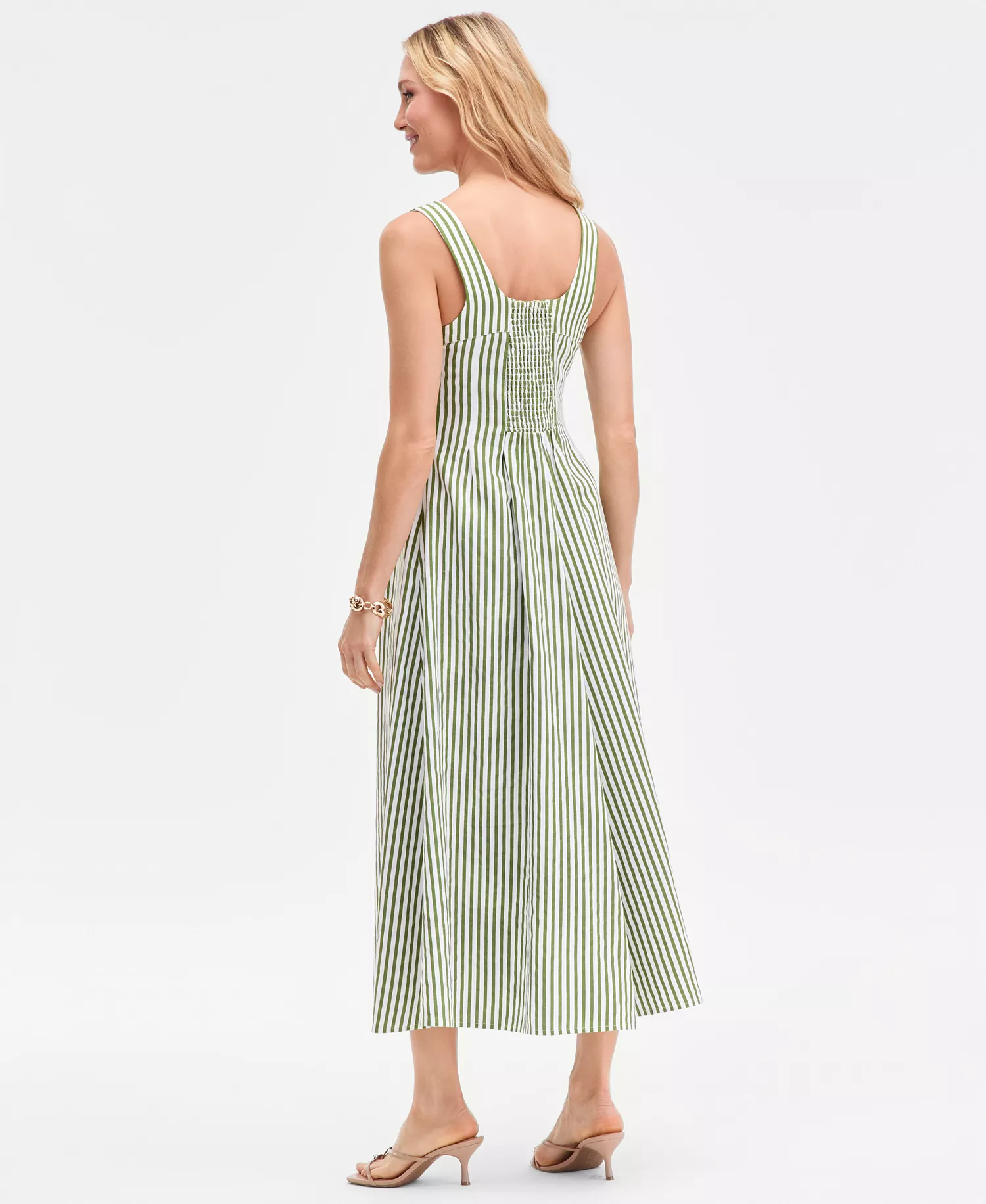 Women's Bryn Sleeveless Striped Dress, Macy's Exclusive - Brynn Stripe Green - L