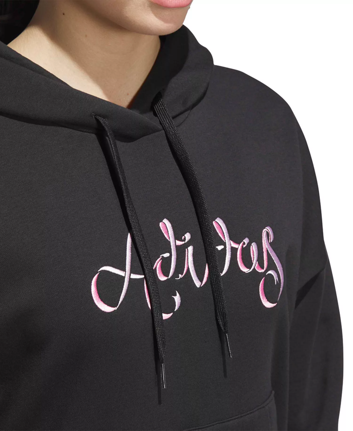 Women's Ribbon Graphic Long Sleeve Hoodie - Black - L