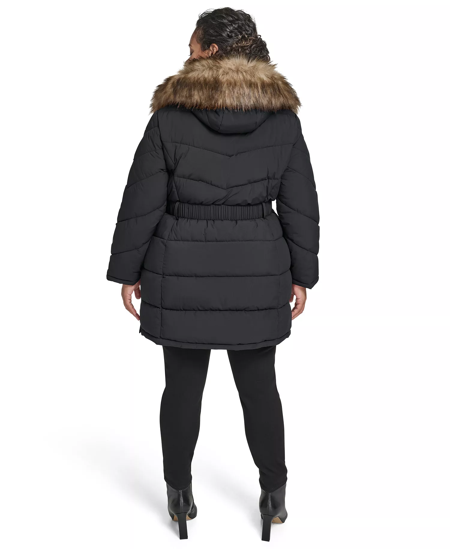 Plus Size Hooded Puffer Coat - Black - 0X