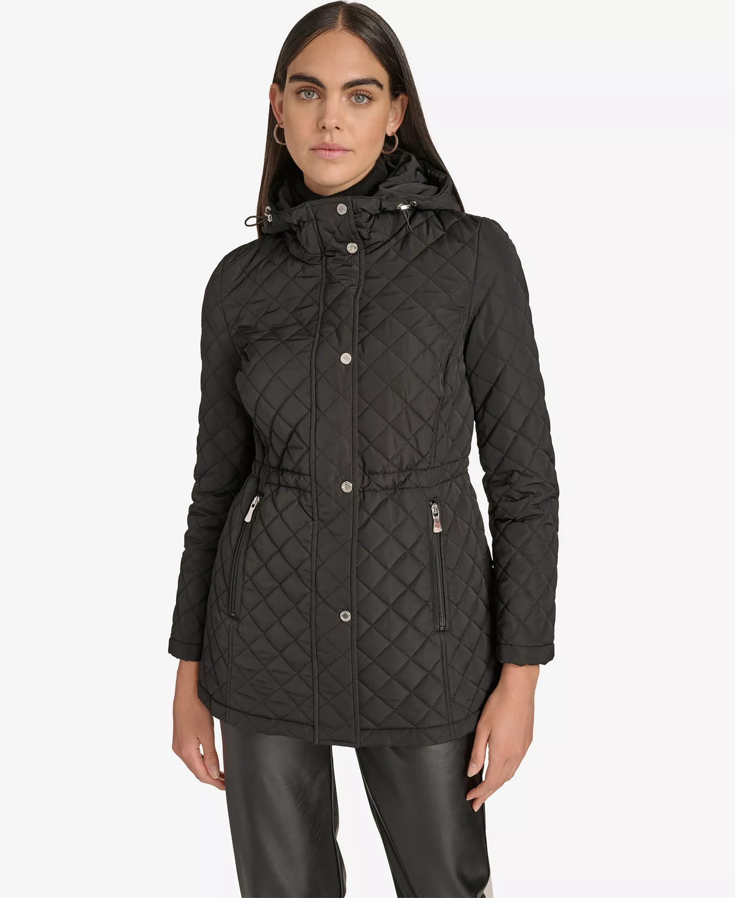 Women's Anorak Quilted Jacket - Black - L