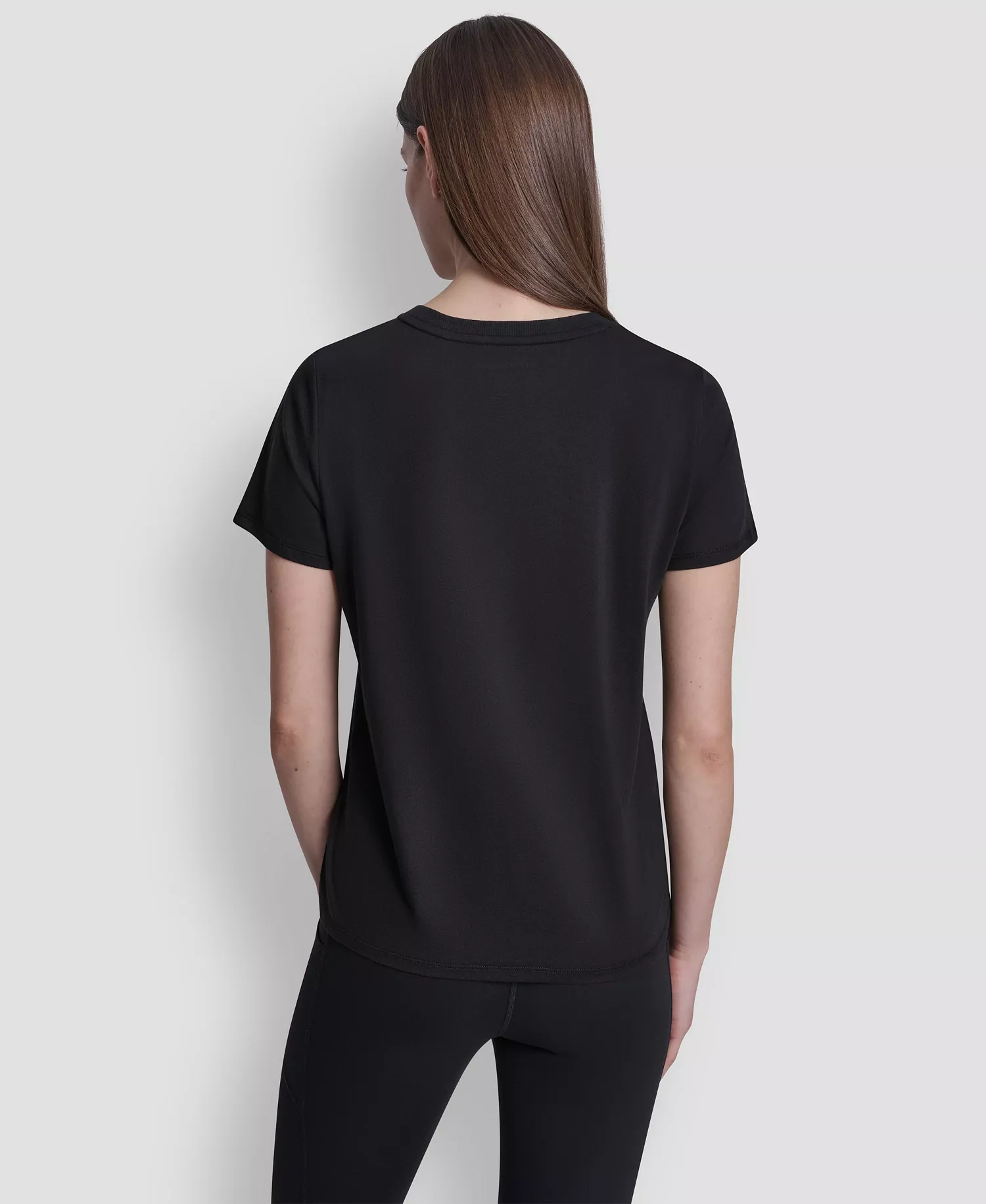 Women's Rhinestone Varsity Logo Relaxed Fit Pull-On T-Shirt - Black - L