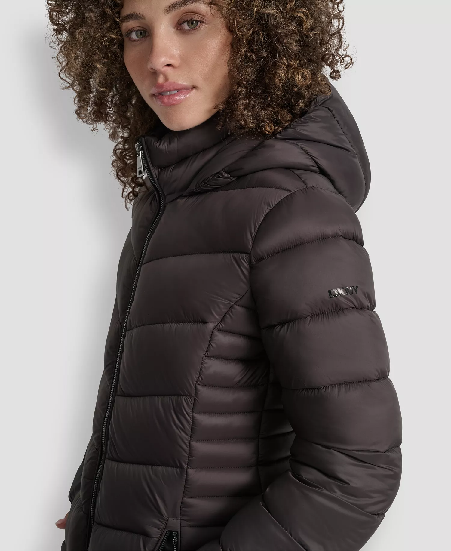 Women's Zip-Front Long Coat - Bitter - L