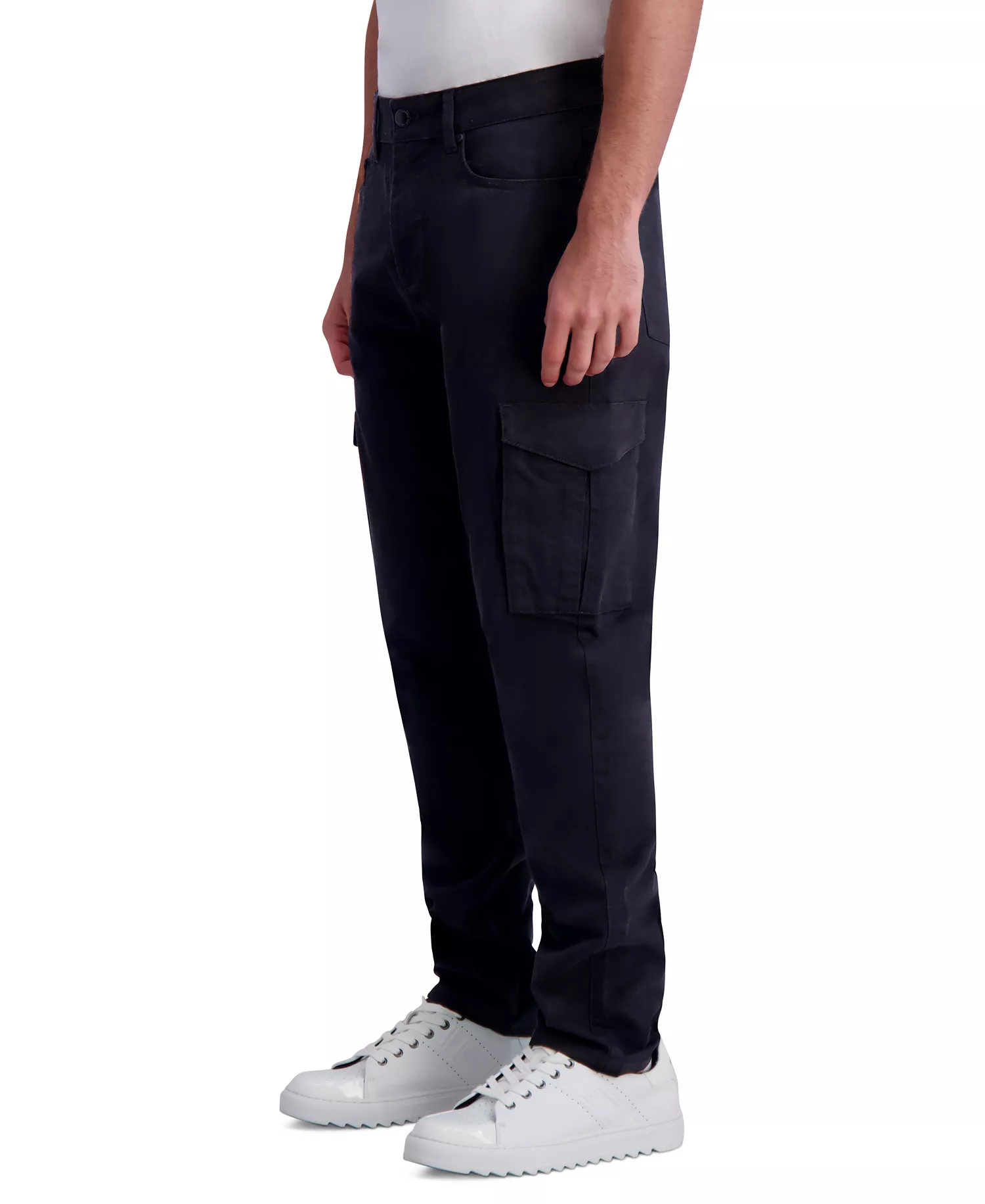 Men's Peached Slim-Fit Cargo Pants - Black - 30