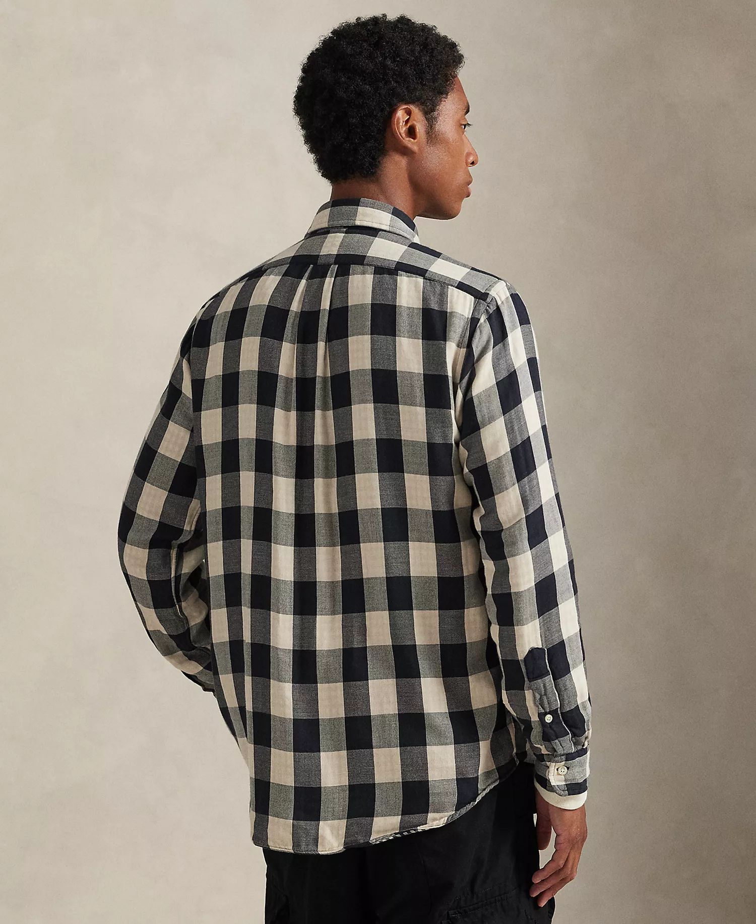 Men's Long-Sleeve Classic Fit Shirt - White/Black - M