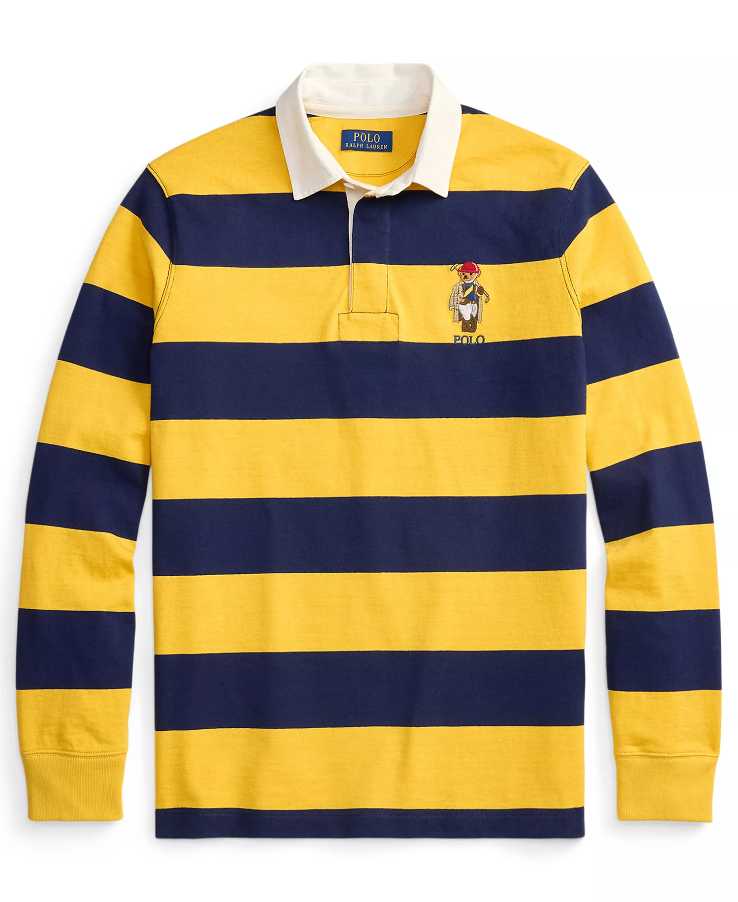 Men's Striped Twill Rugby Sweater - Newport Navy Society Bear - 2XL