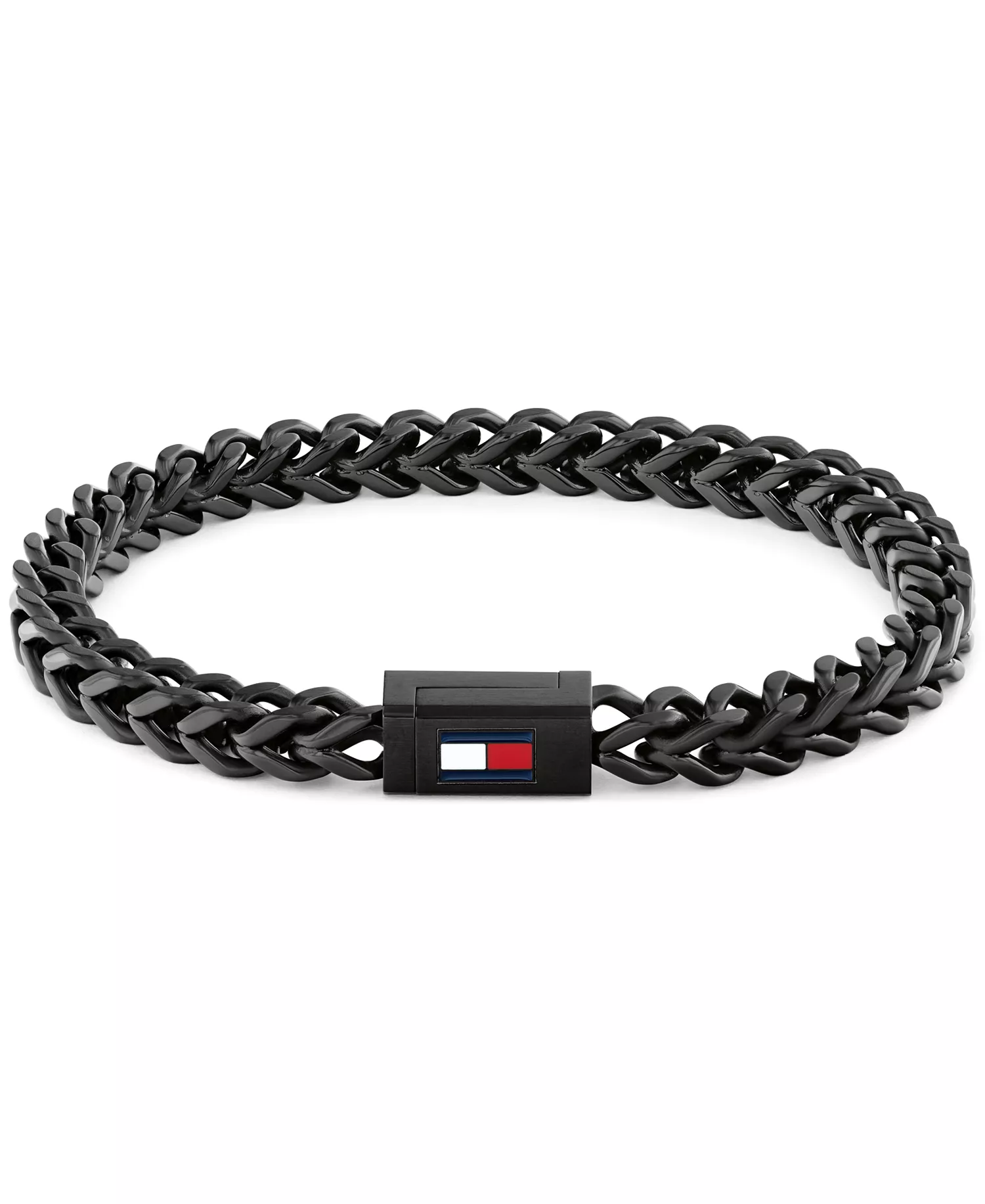 Men's Black Ion-Plating Stainless Steel Braided Bracelet - Black IP Stainless Steel - ONE SIZE