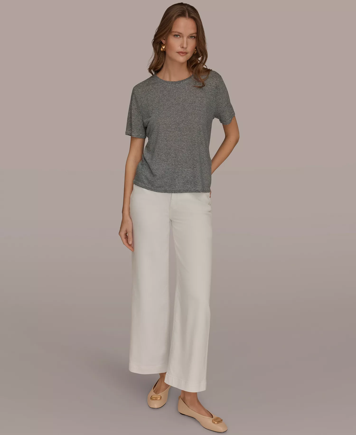 Women's Linen Jersey Striped Tee - Nghtfall/cream - L