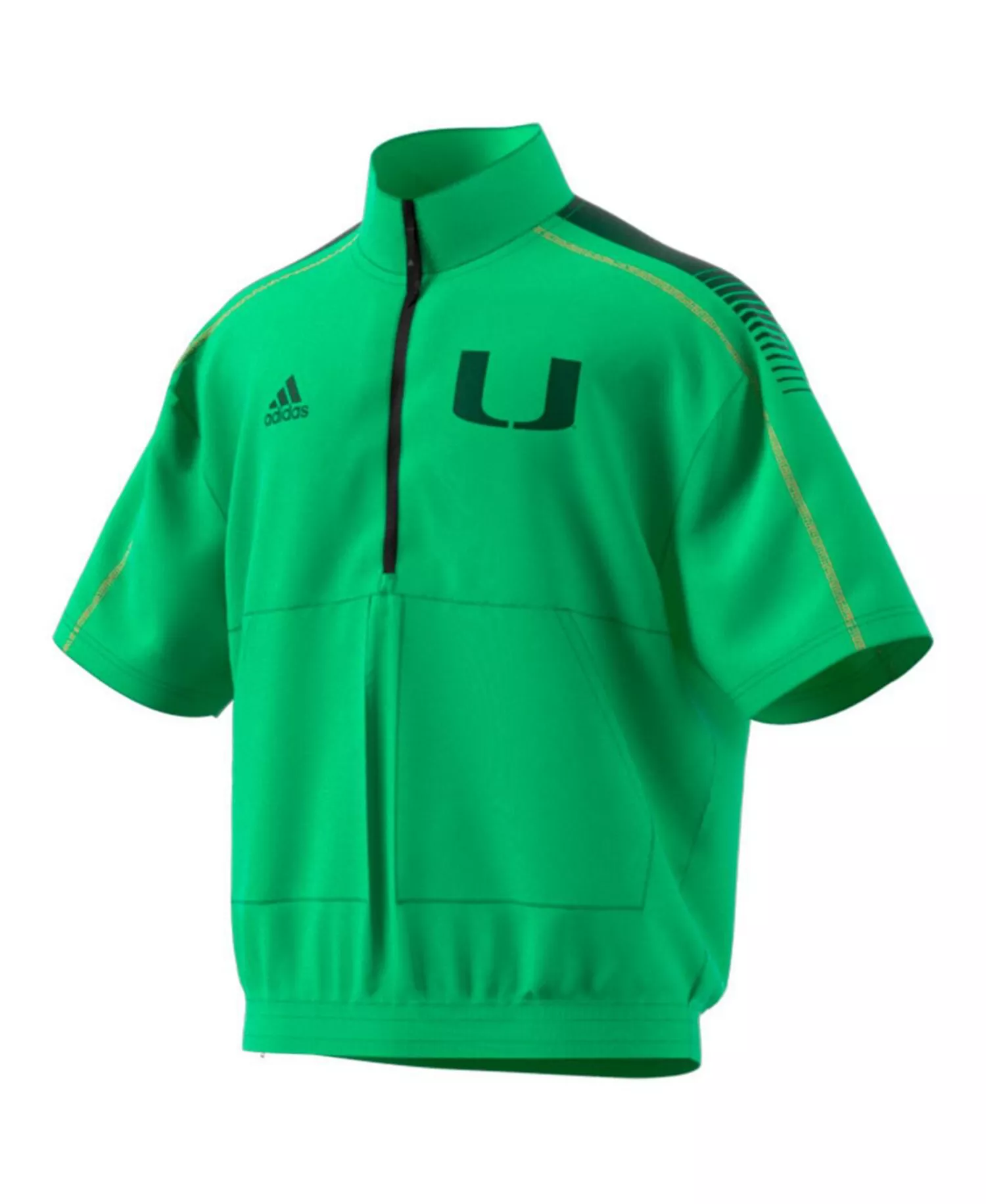 Men's Green Miami Hurricanes Miami Nights Strategy Half-Zip Short Sleeve Jacket - Green - 2XL
