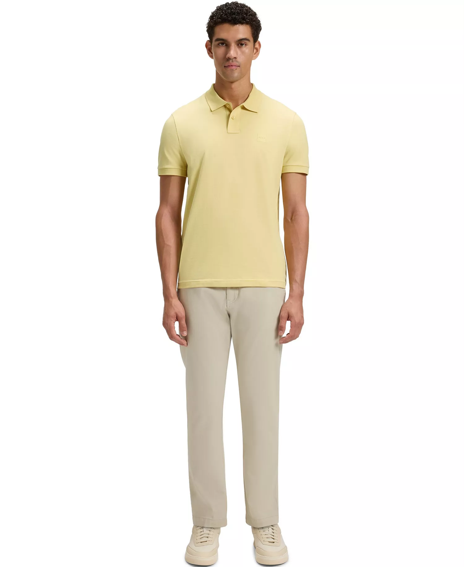 Men's Slim-Fit Stretch-Cotton Polo Shirt - Yellow - 2XL