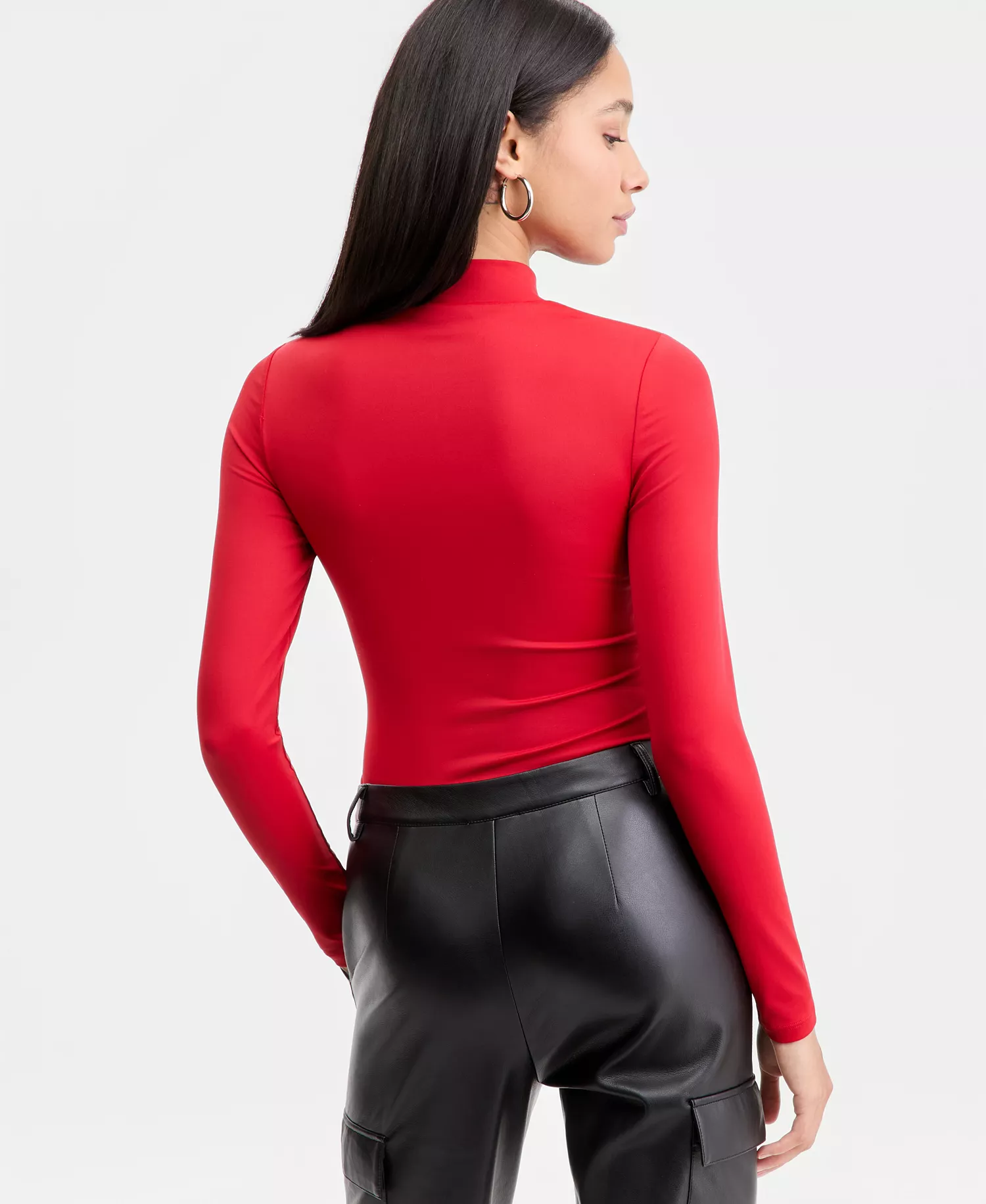 Women's Cutout Long-Sleeve Bodysuit, Macy's Exclusive  - Ablaze - S