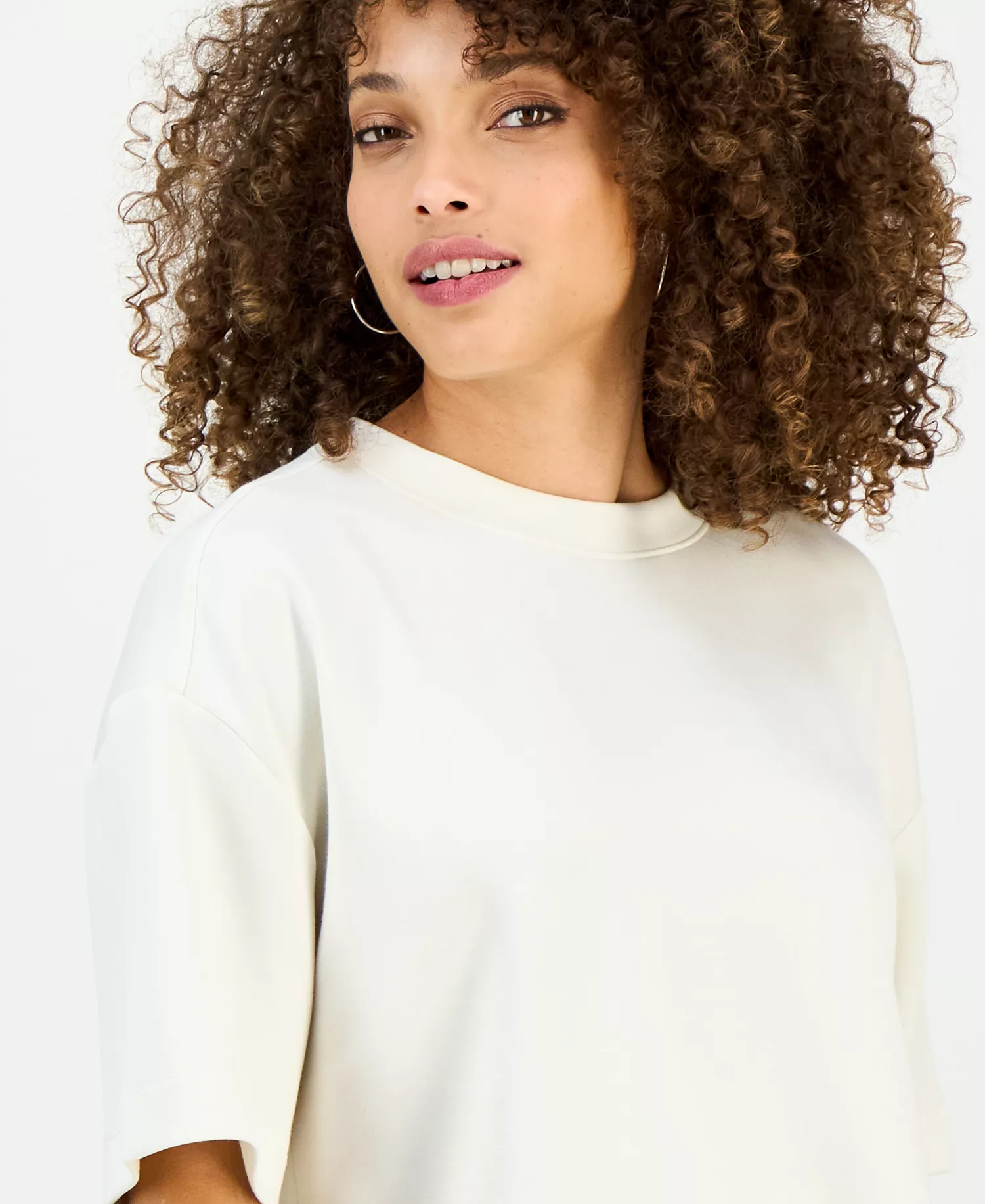 Petite Crewneck Short-Sleeve T-Shirt, Macy's Exclusive - Vintage Cream - P/L