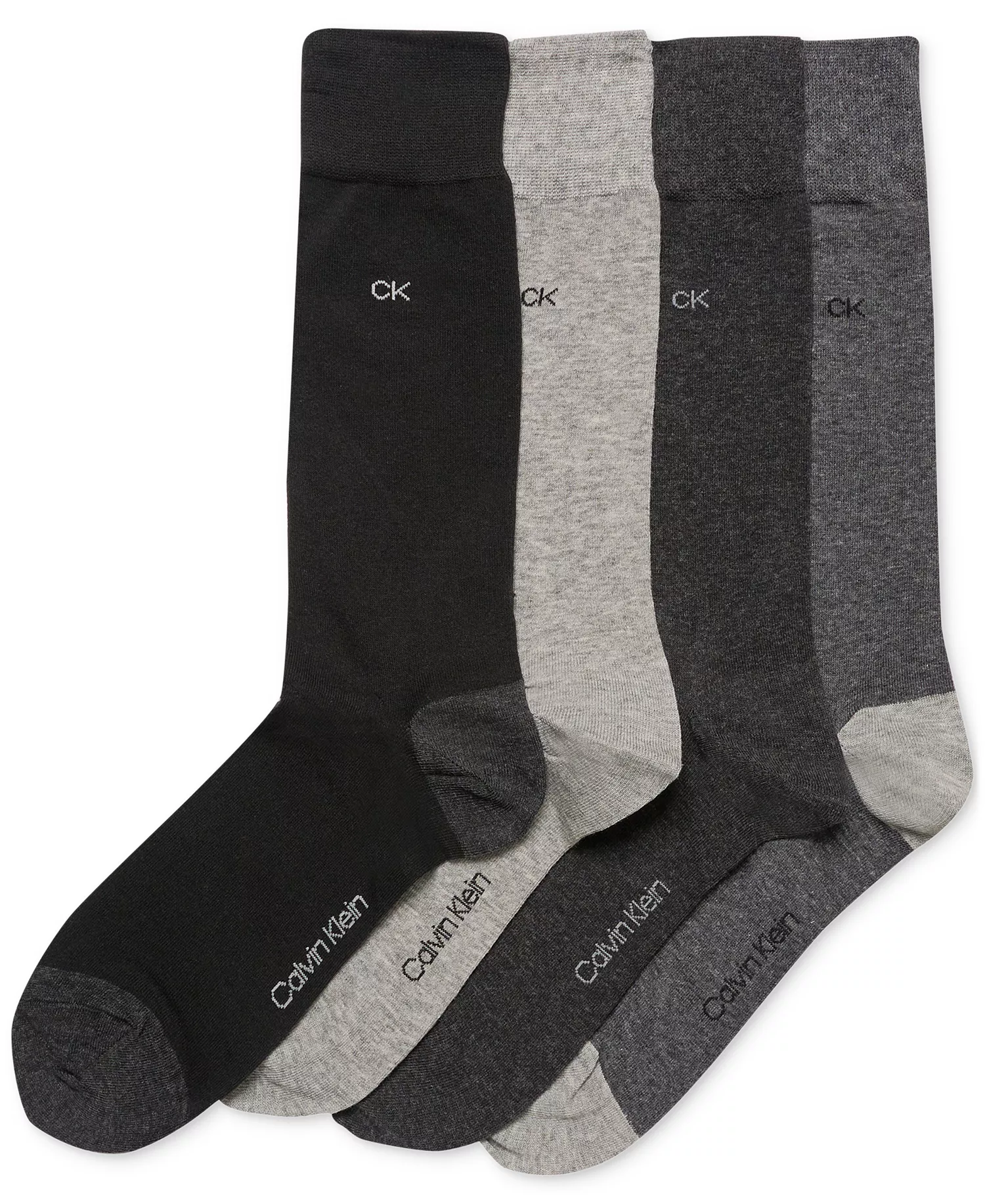 Men's Heel Toe Socks 4-Pack  - Grey Assorted - 7-12