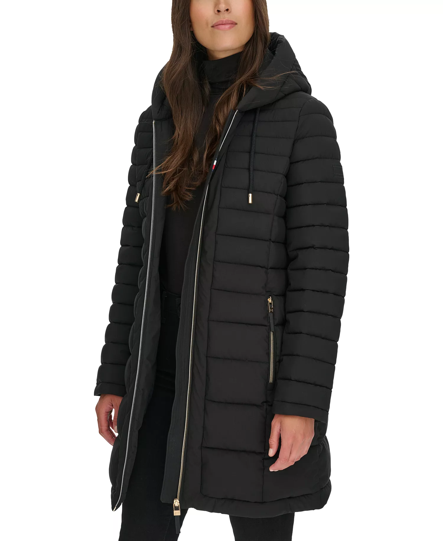 Women's Hooded Packable Puffer Coat - Black - S