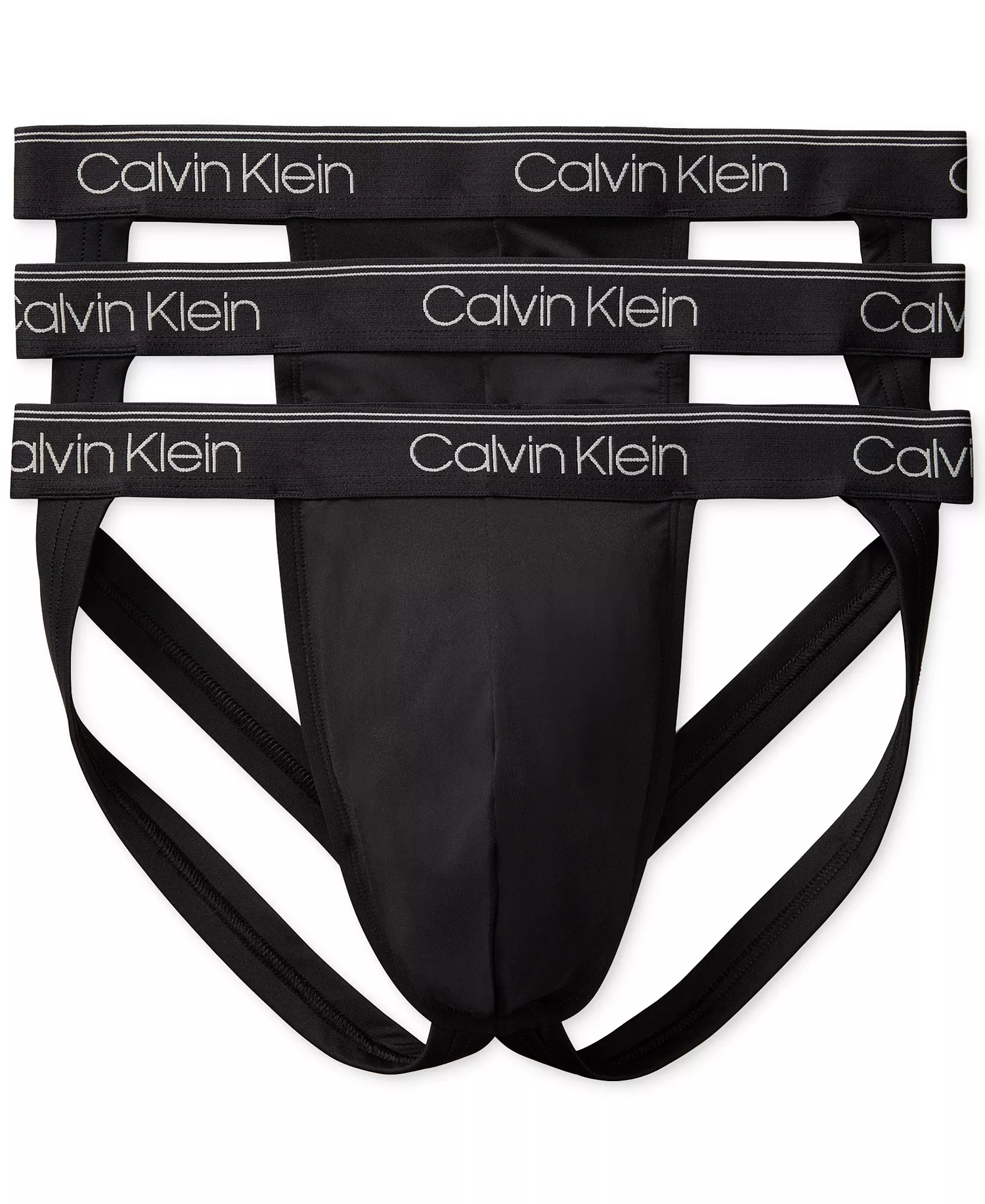 Men's 3-Pk Micro Stretch Jock Straps Underwear - Black - L