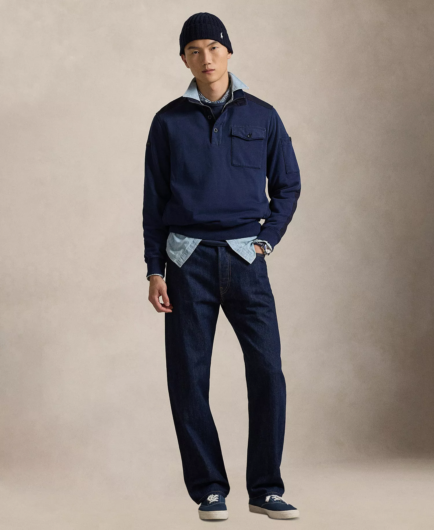 Men's Long-Sleeve Spectre Loopback Sweatshirt - Cruise Navy - L