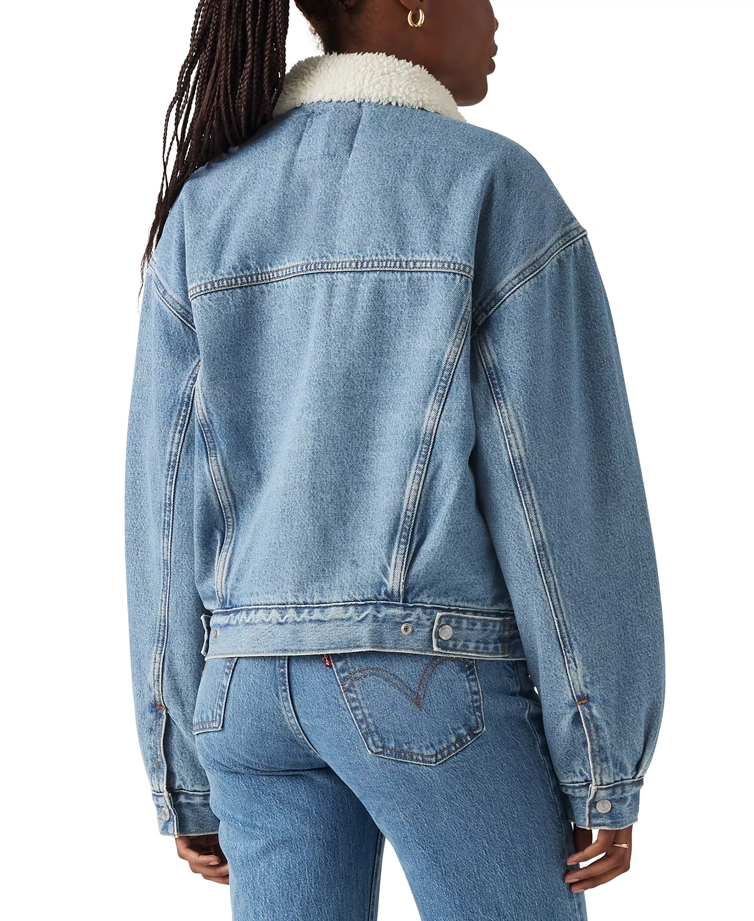 Women's 90s Denim Trucker Jacket with Sherpa Lining - Inner Adve - M