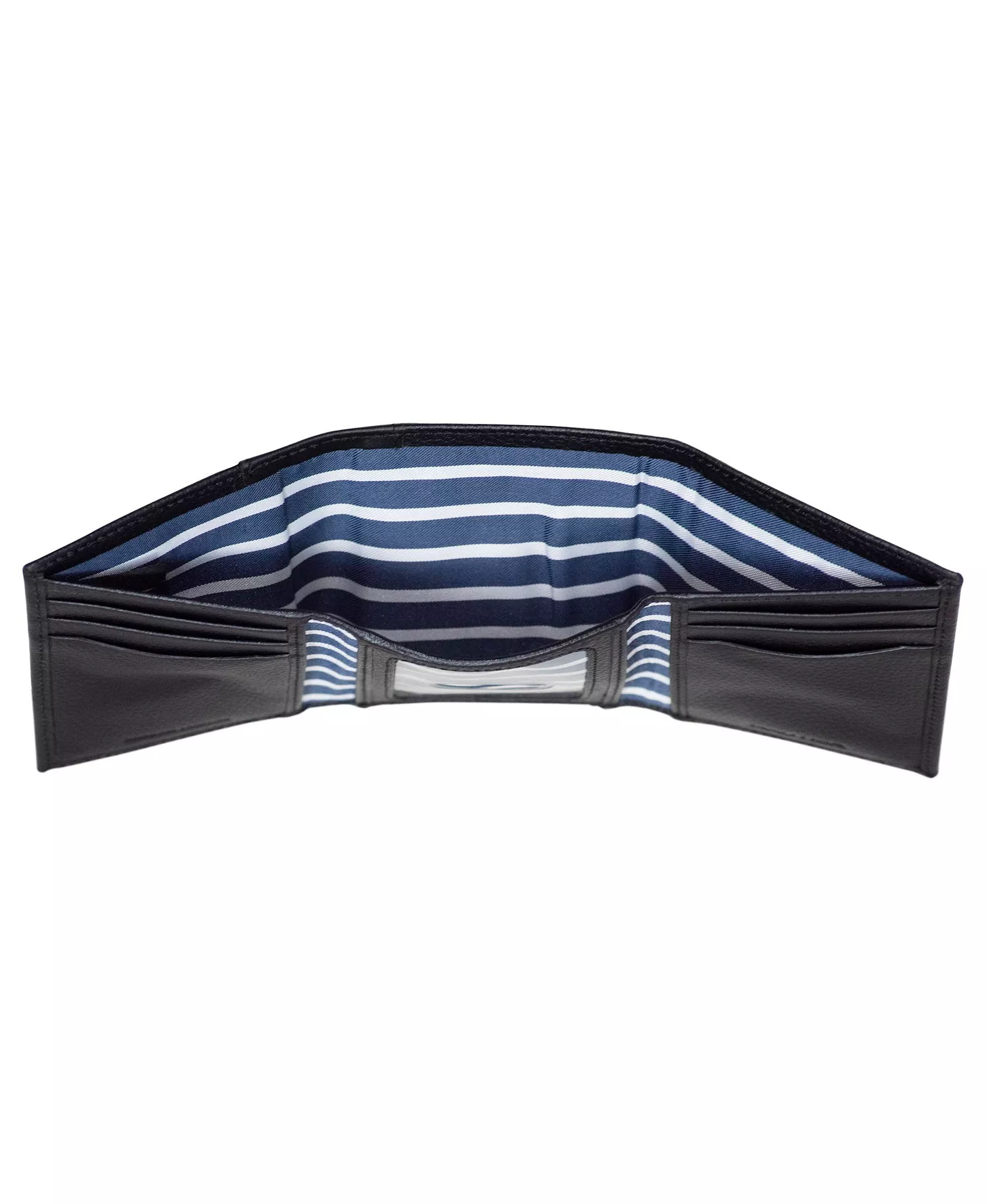 Men's Trifold Leather Wallet - Black - ONE SIZE