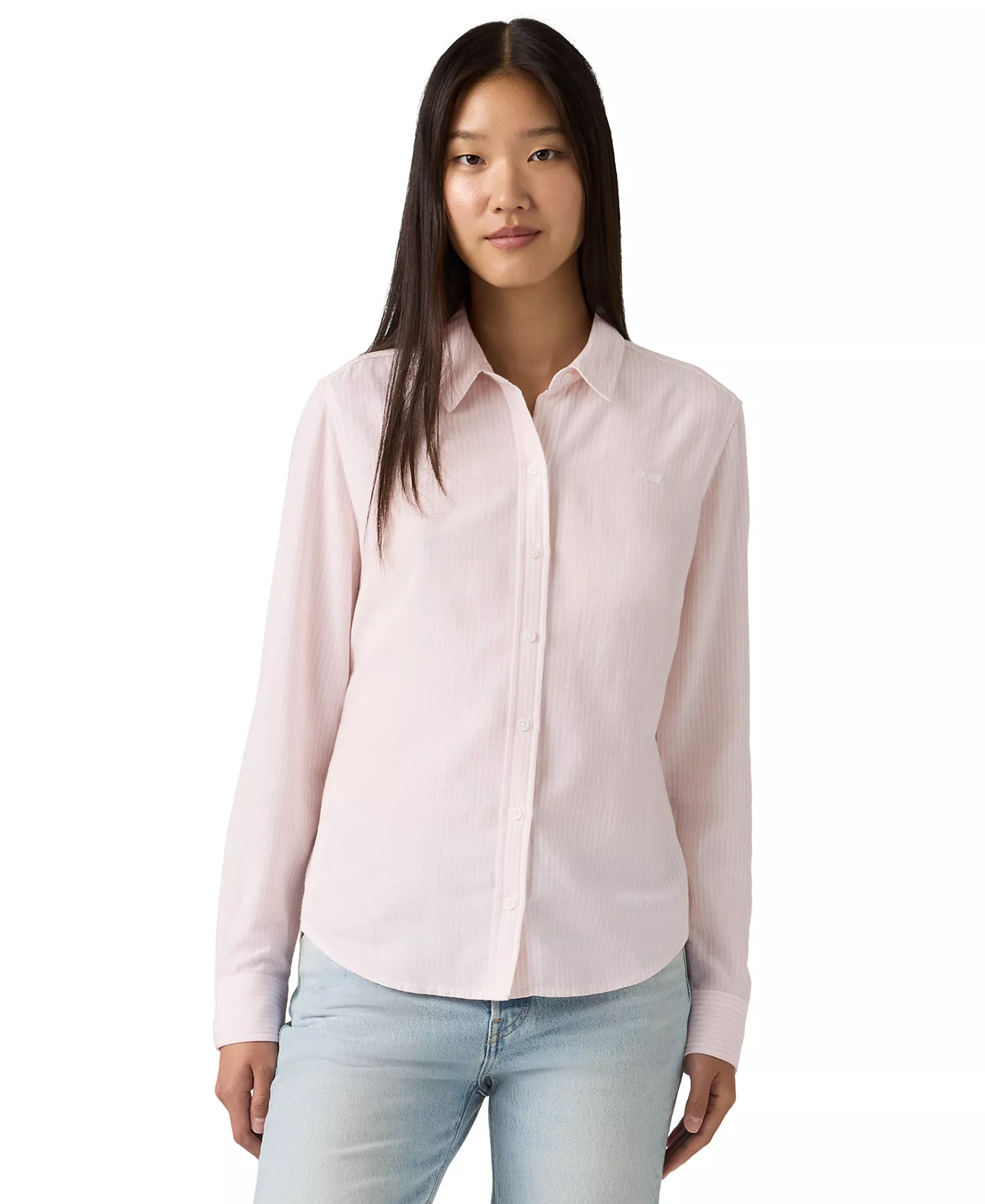 Women's Striped Point Collar Shirt - Bibi Stripe - L